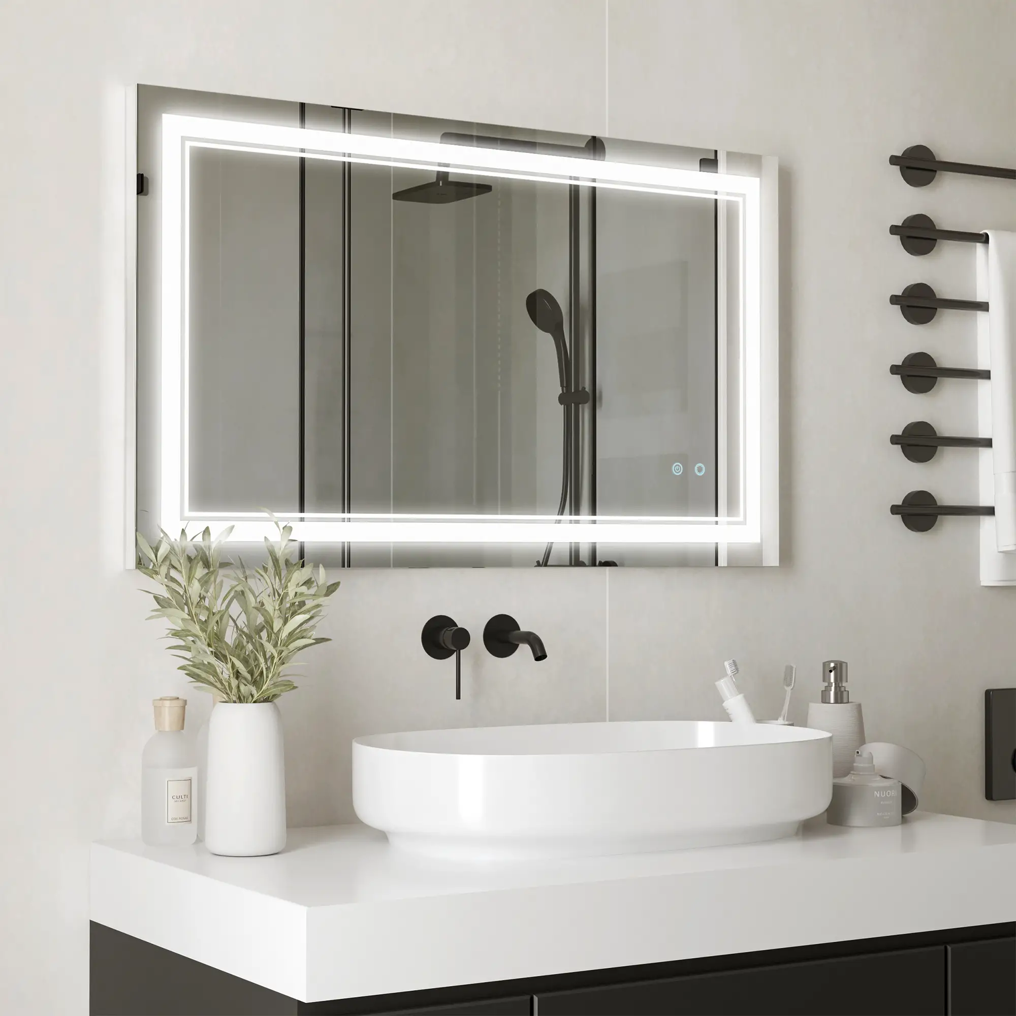 40" x 24" LED Bathroom Mirror, Dimmable, 3 Color, Touch Control, Color - Image 2