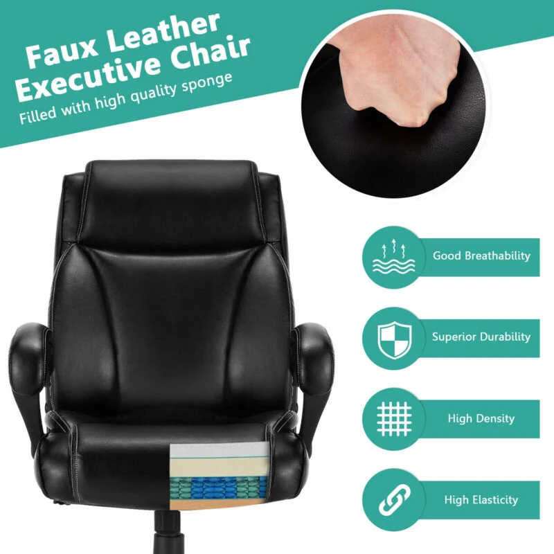 400 Pounds Adjustable High Back Leather Office Chair - Image 6