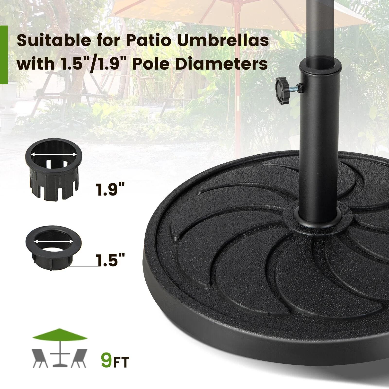 40LBS 21.5Inch Round Outdoor Umbrella Base, Black - Image 10