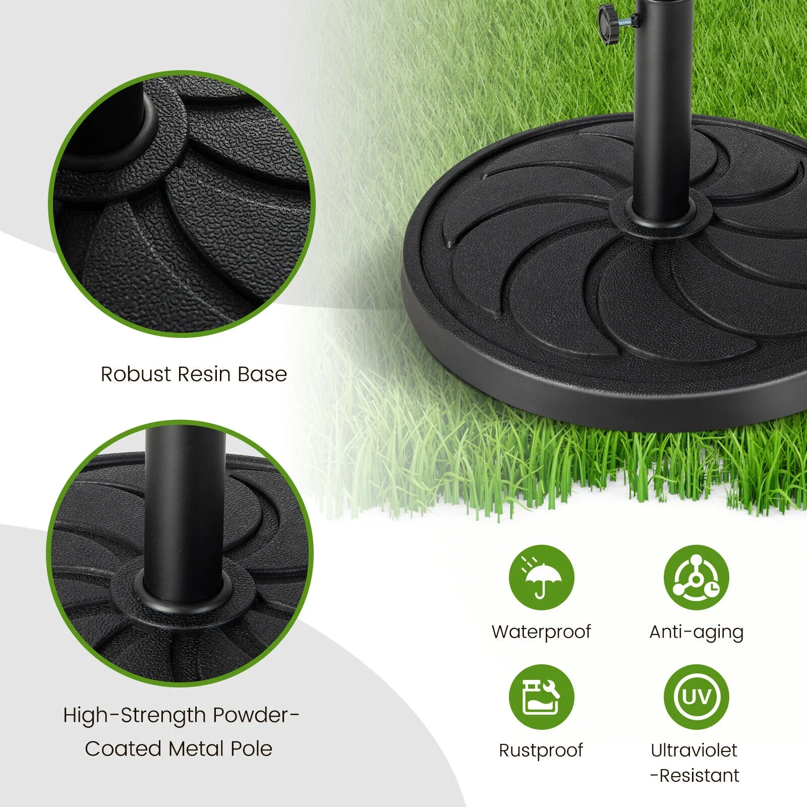 40LBS 21.5Inch Round Outdoor Umbrella Base, Black - Image 9