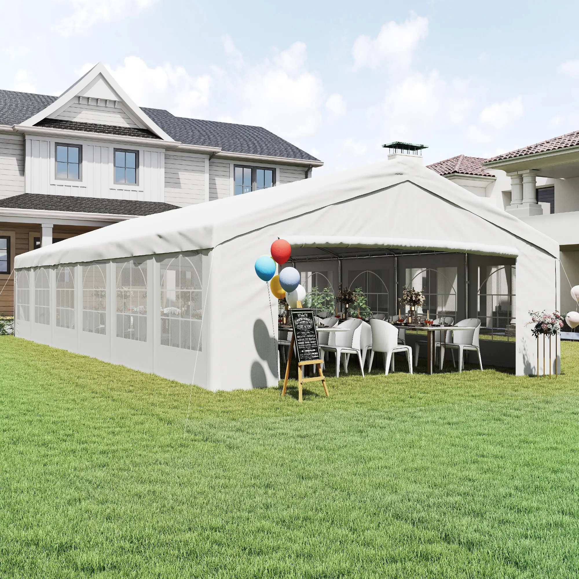 40'x20' Heavy Duty Party Tent, Removable Sidewalls, White - Image 10