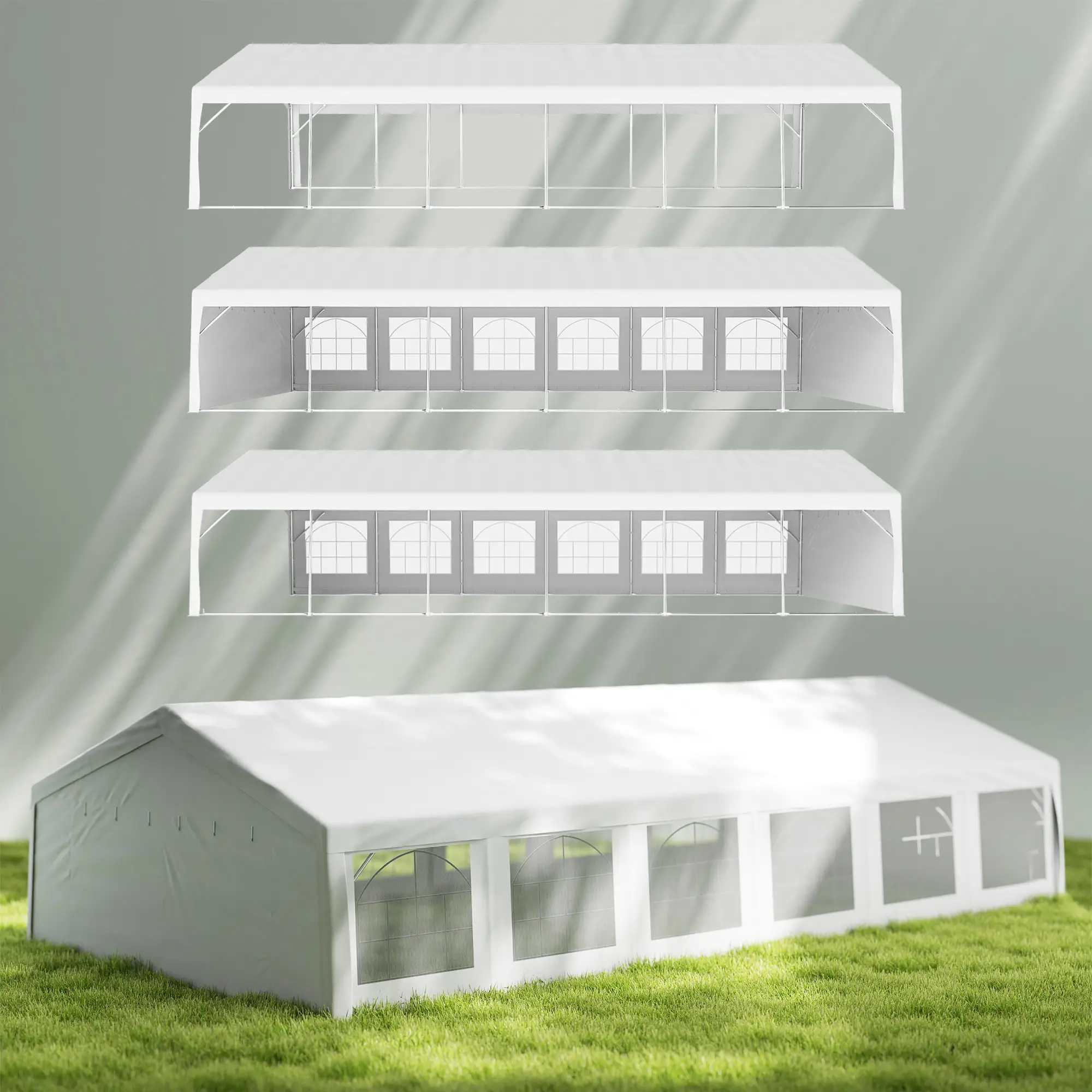 40'x20' Heavy Duty Party Tent, Removable Sidewalls, White - Image 7