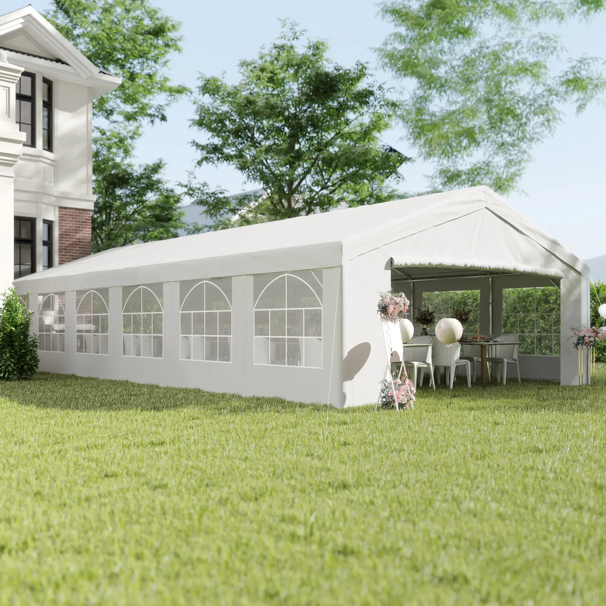40'x20' Heavy Duty Party Tent, Removable Sidewalls, White - Image 8