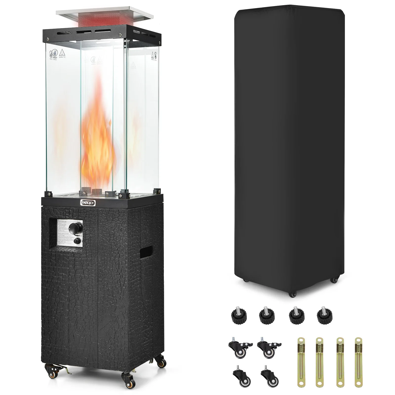 41,000 BTU Propane Patio Heater, Lockable Wheels, Black - Image 4
