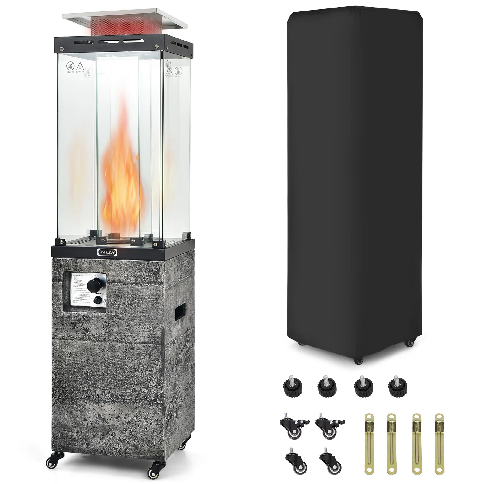 41,000 BTU Propane Patio Heater, Lockable Wheels, Dark Gray - Image 3