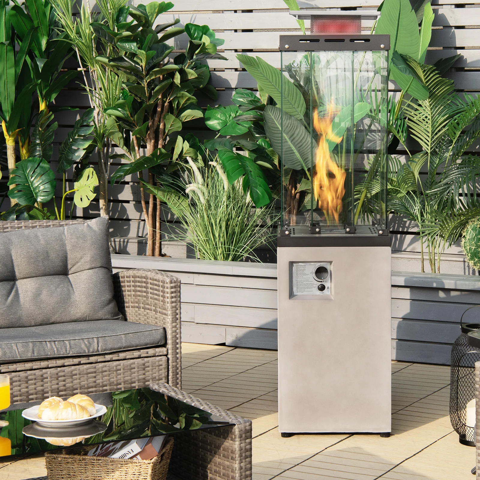 41,000 BTU Propane Patio Heater, Metal Hood, Gray - Image 2