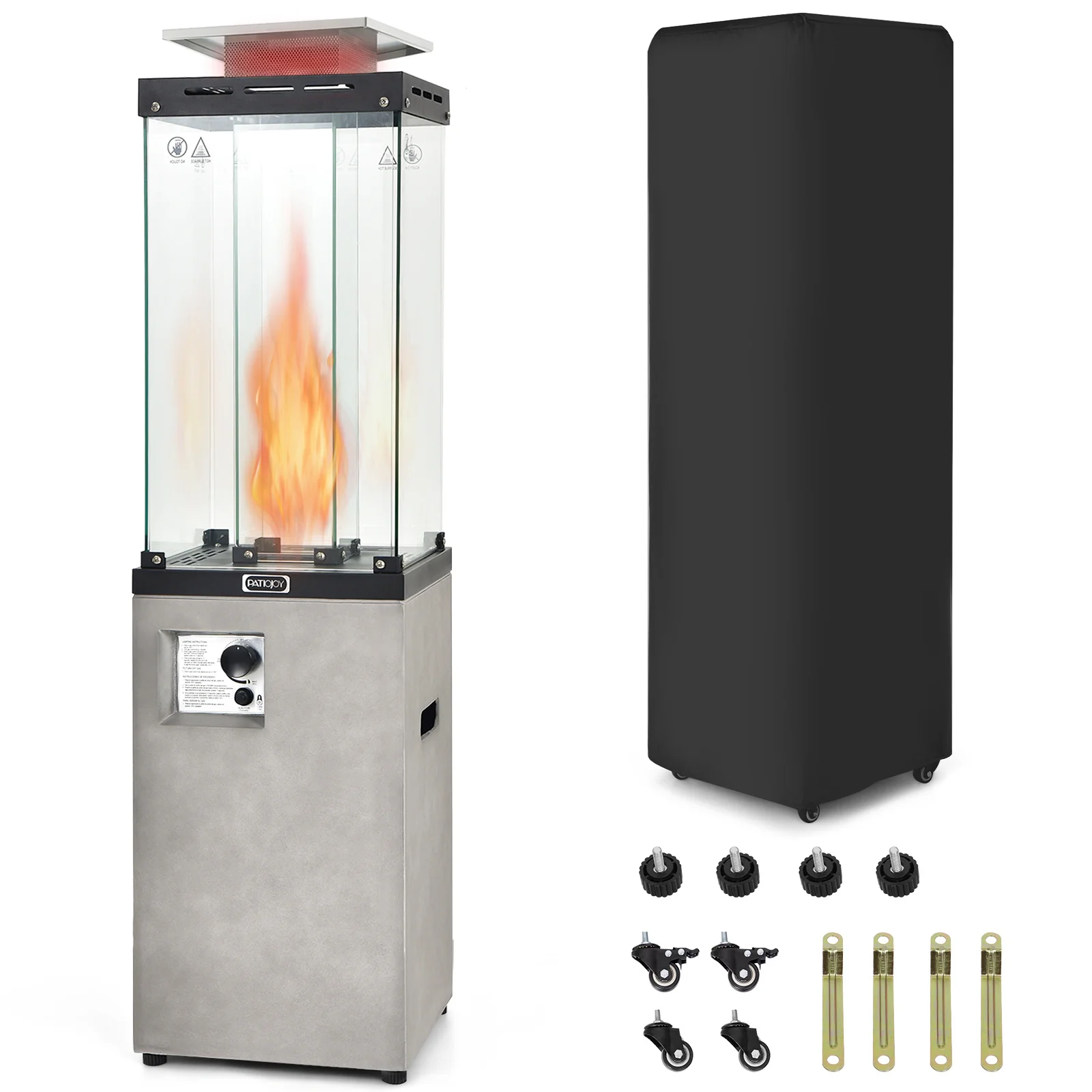 41,000 BTU Propane Patio Heater, Metal Hood, Gray - Image 4
