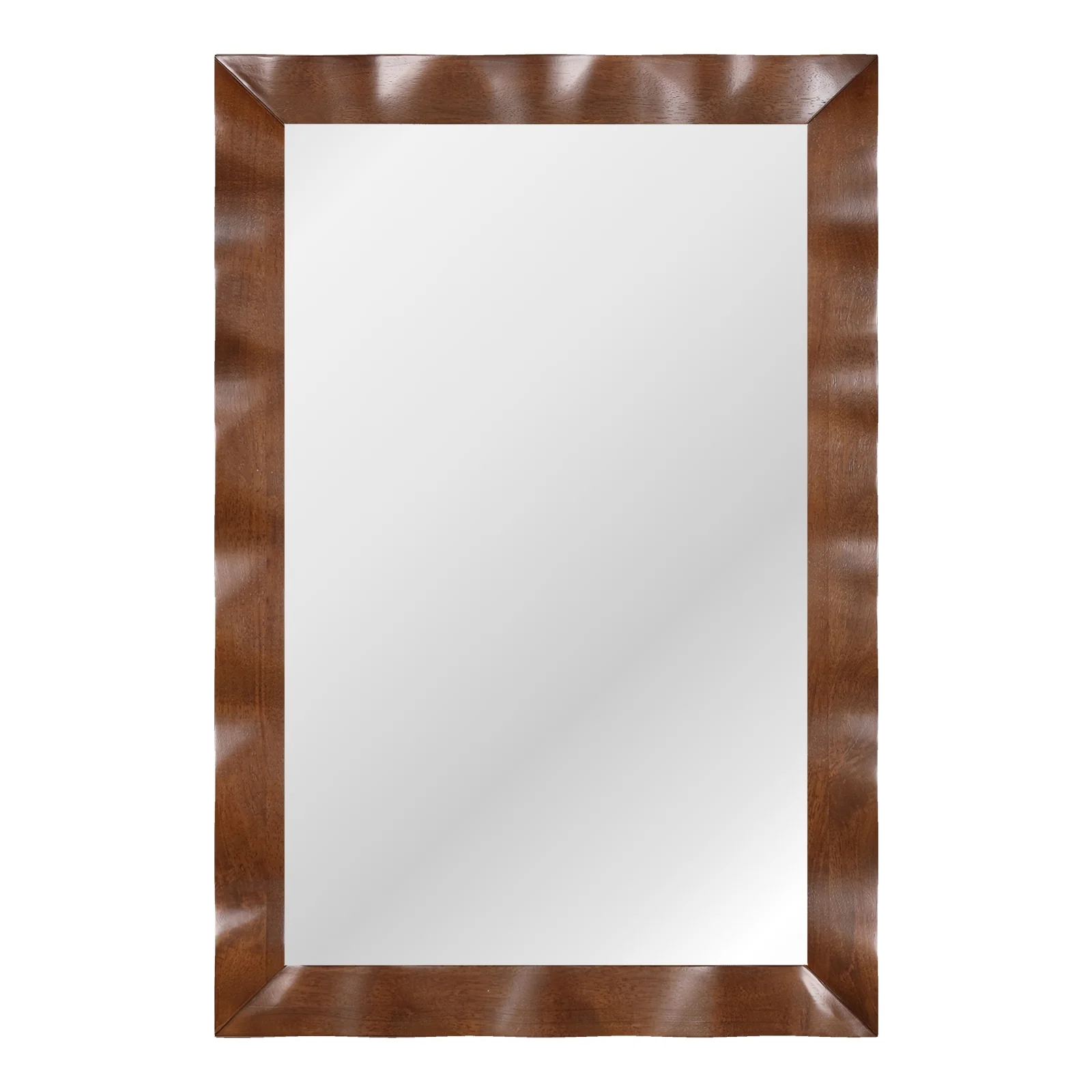 41.5 x 28 Inches Farmhouse Wall Mirror, Solid Wood Frame, Brown - Image 4