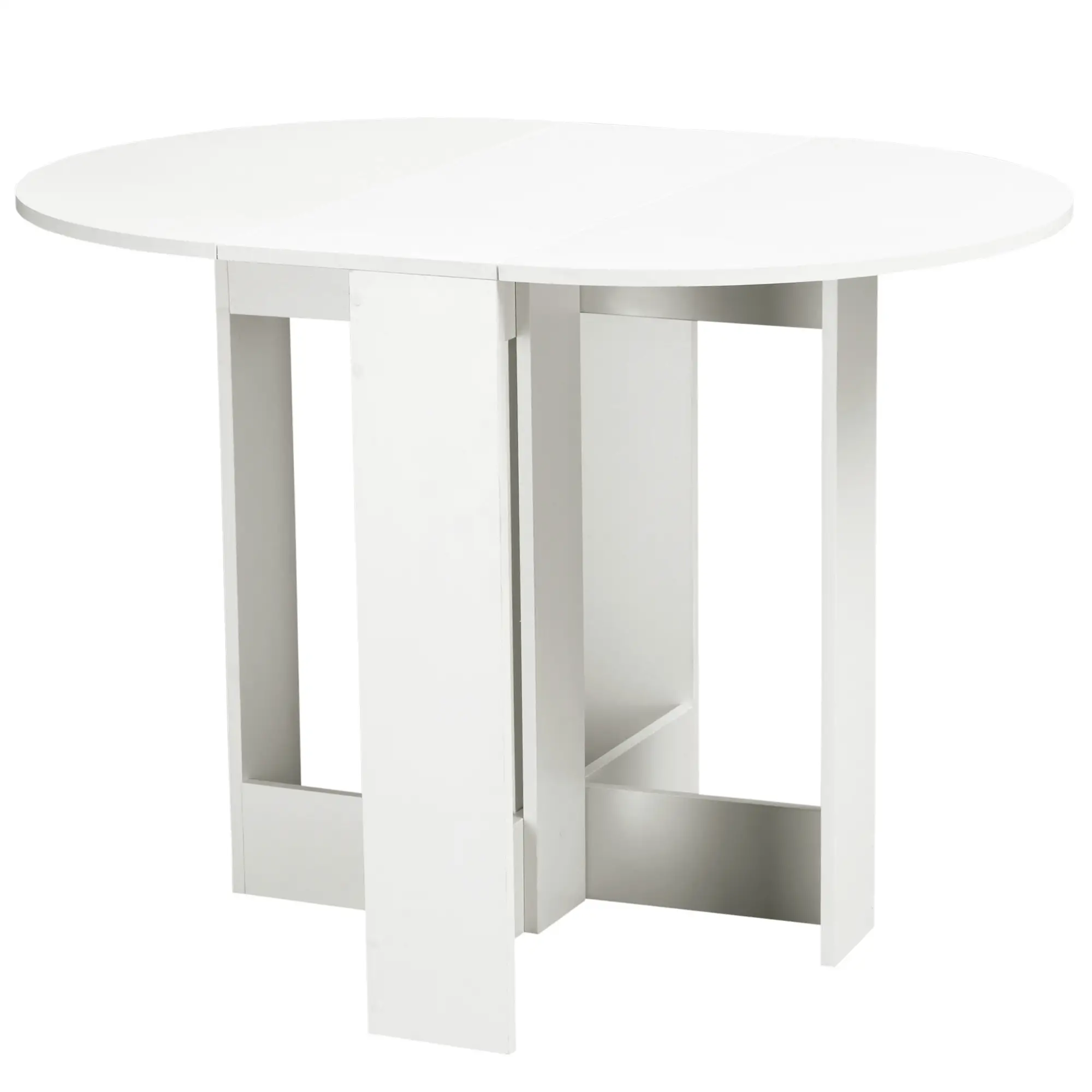 41" Drop Leaf Folding Dining Table, Oval, White