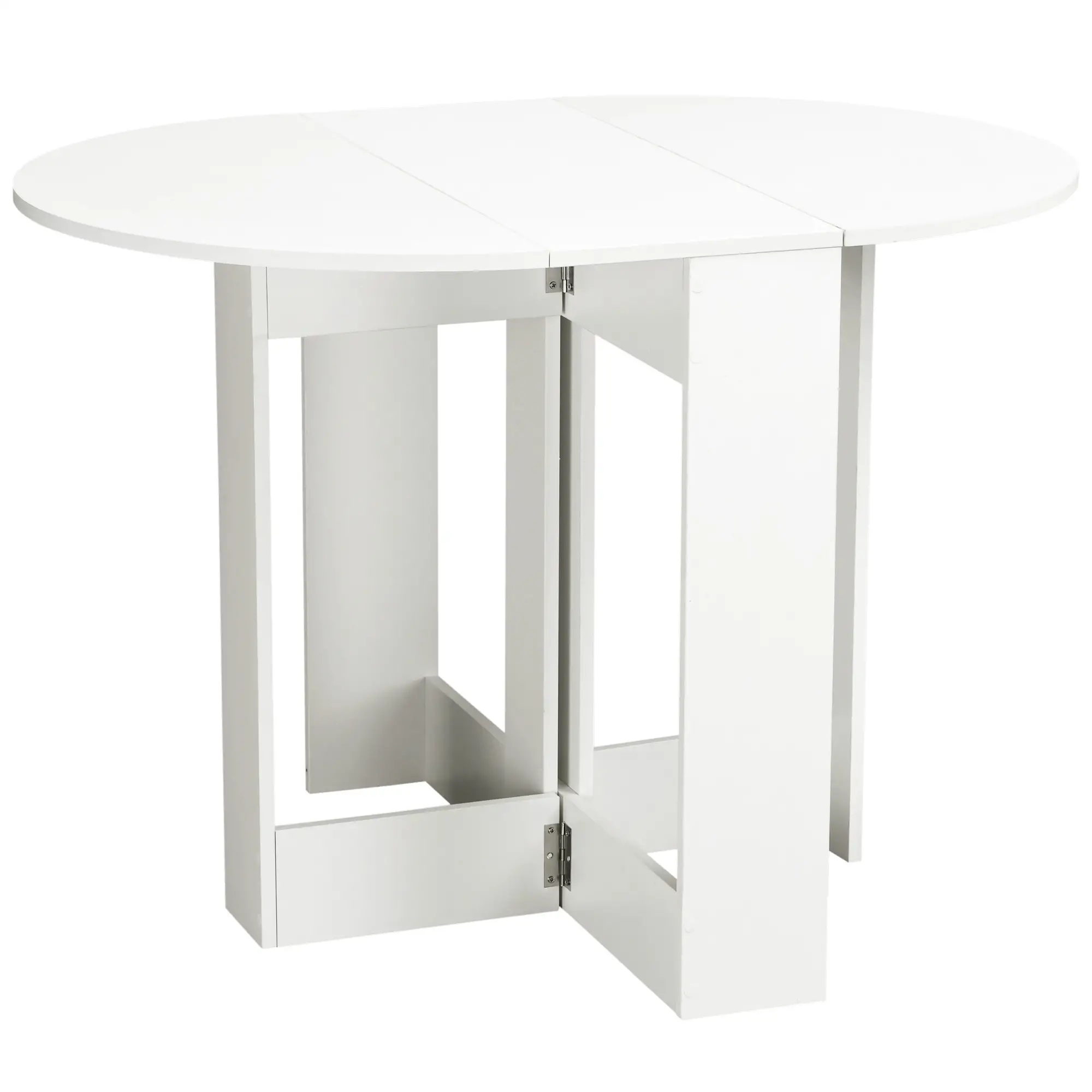 41" Drop Leaf Folding Dining Table, Oval, White - Image 11