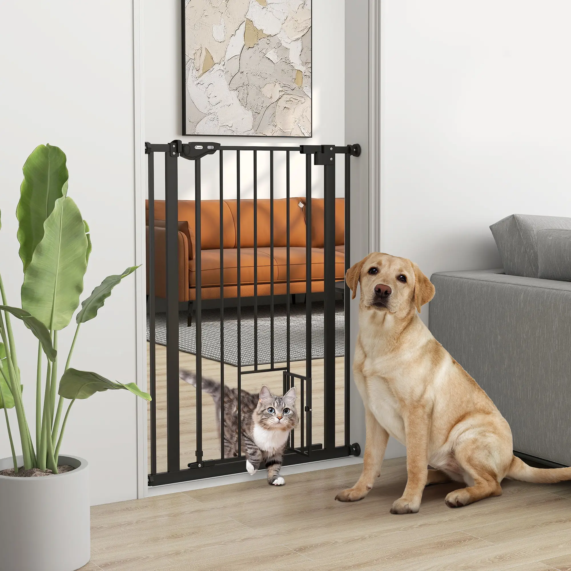41" Easy Open Indoor Dog Gate, Black - Image 2