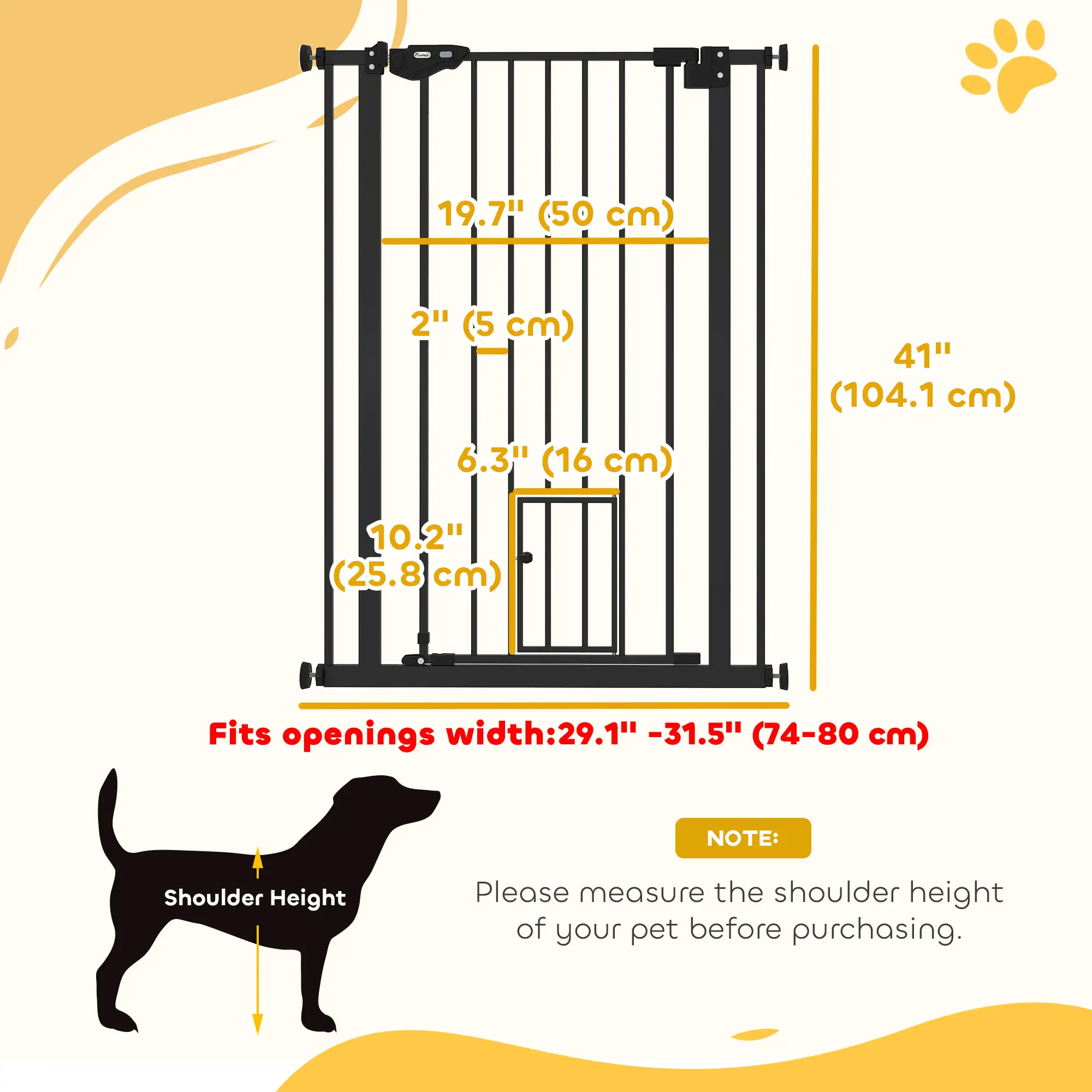 41" Easy Open Indoor Dog Gate, Black - Image 3