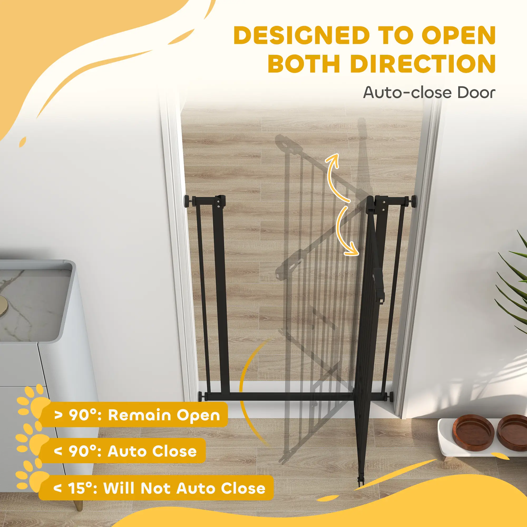 41" Easy Open Indoor Dog Gate, Black - Image 5