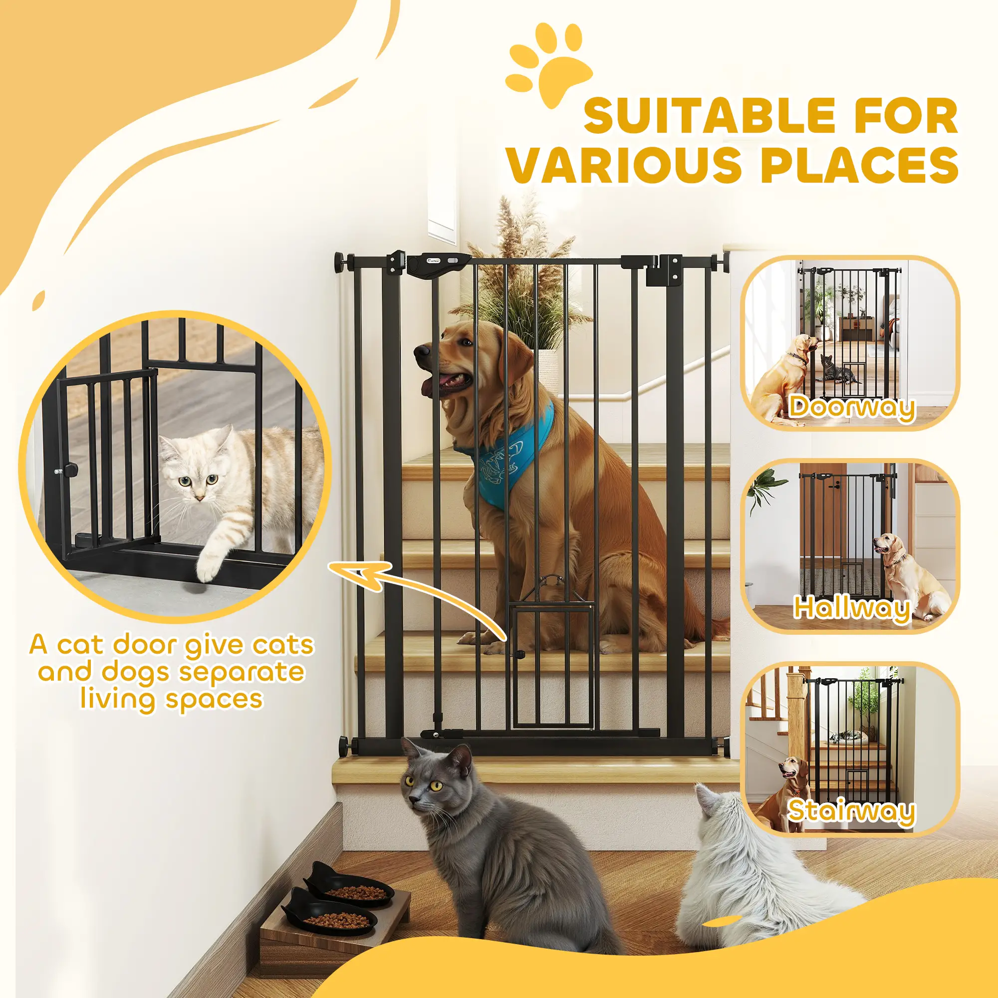 41" Easy Open Indoor Dog Gate, Black - Image 7