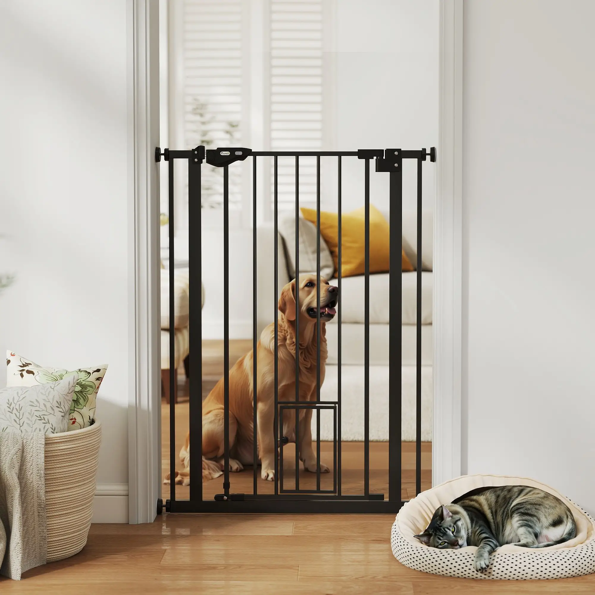 41" Easy Open Indoor Dog Gate, Black - Image 8