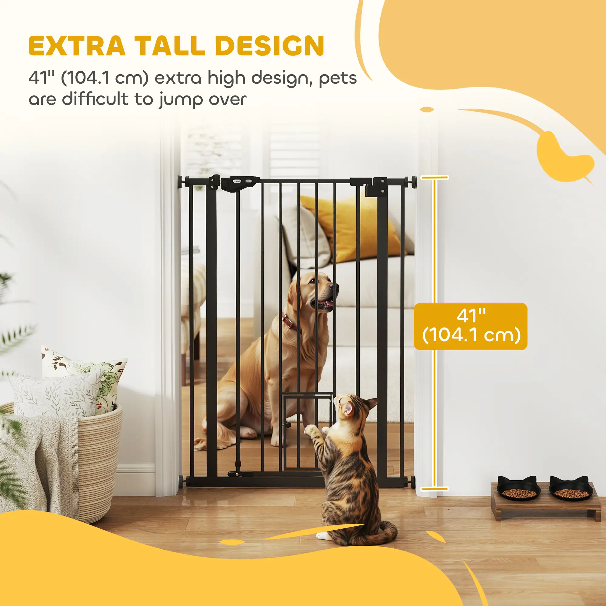 41" Easy Open Indoor Dog Gate, Black - Image 9