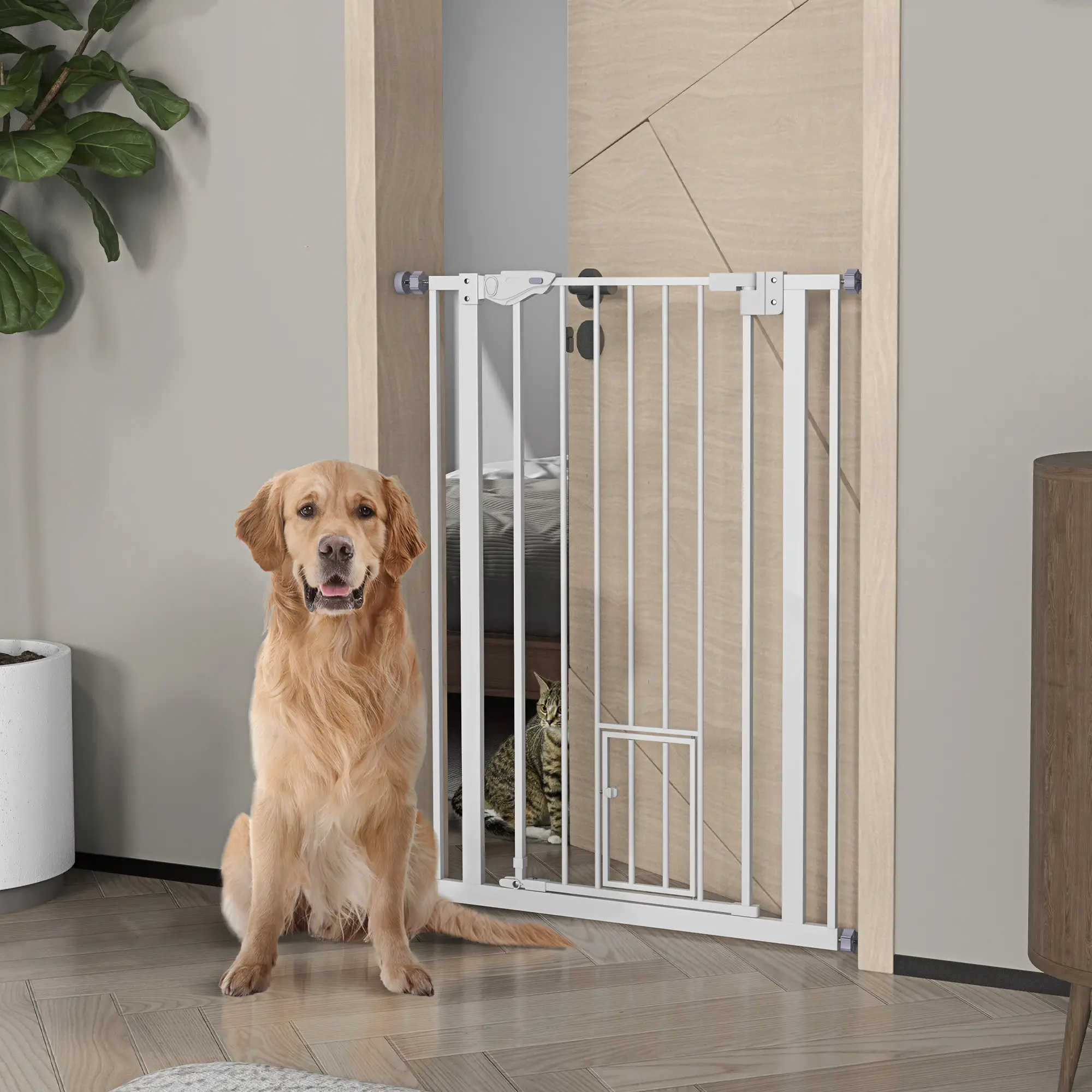 41" Easy Open Indoor Dog Gate, White - Image 2