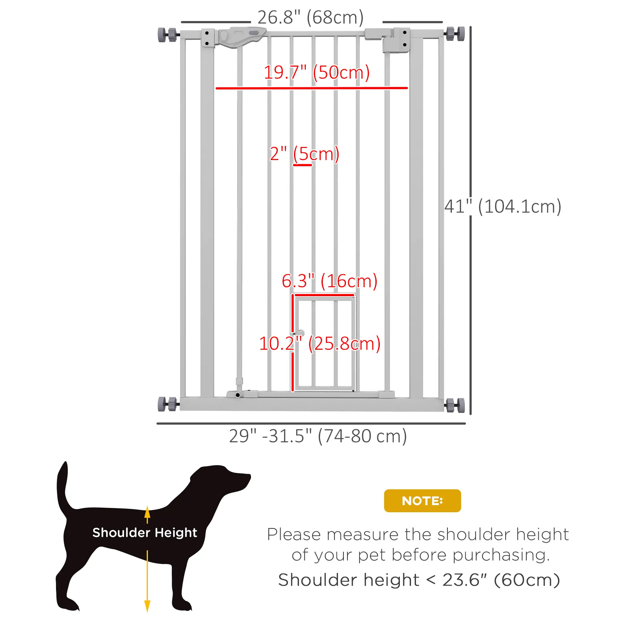 41" Easy Open Indoor Dog Gate, White - Image 3