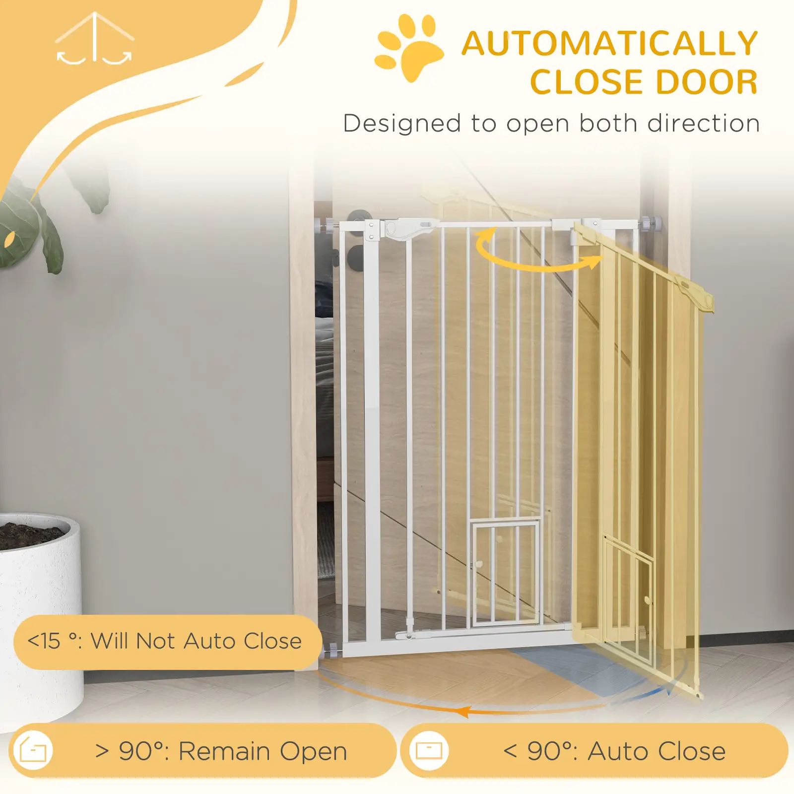 41" Easy Open Indoor Dog Gate, White - Image 5