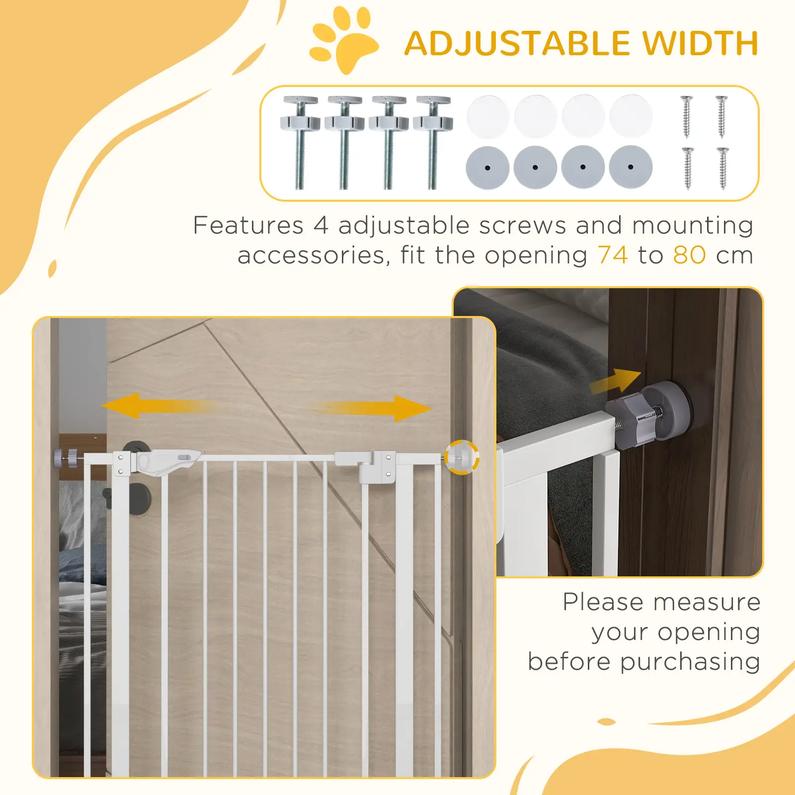 41" Easy Open Indoor Dog Gate, White - Image 6