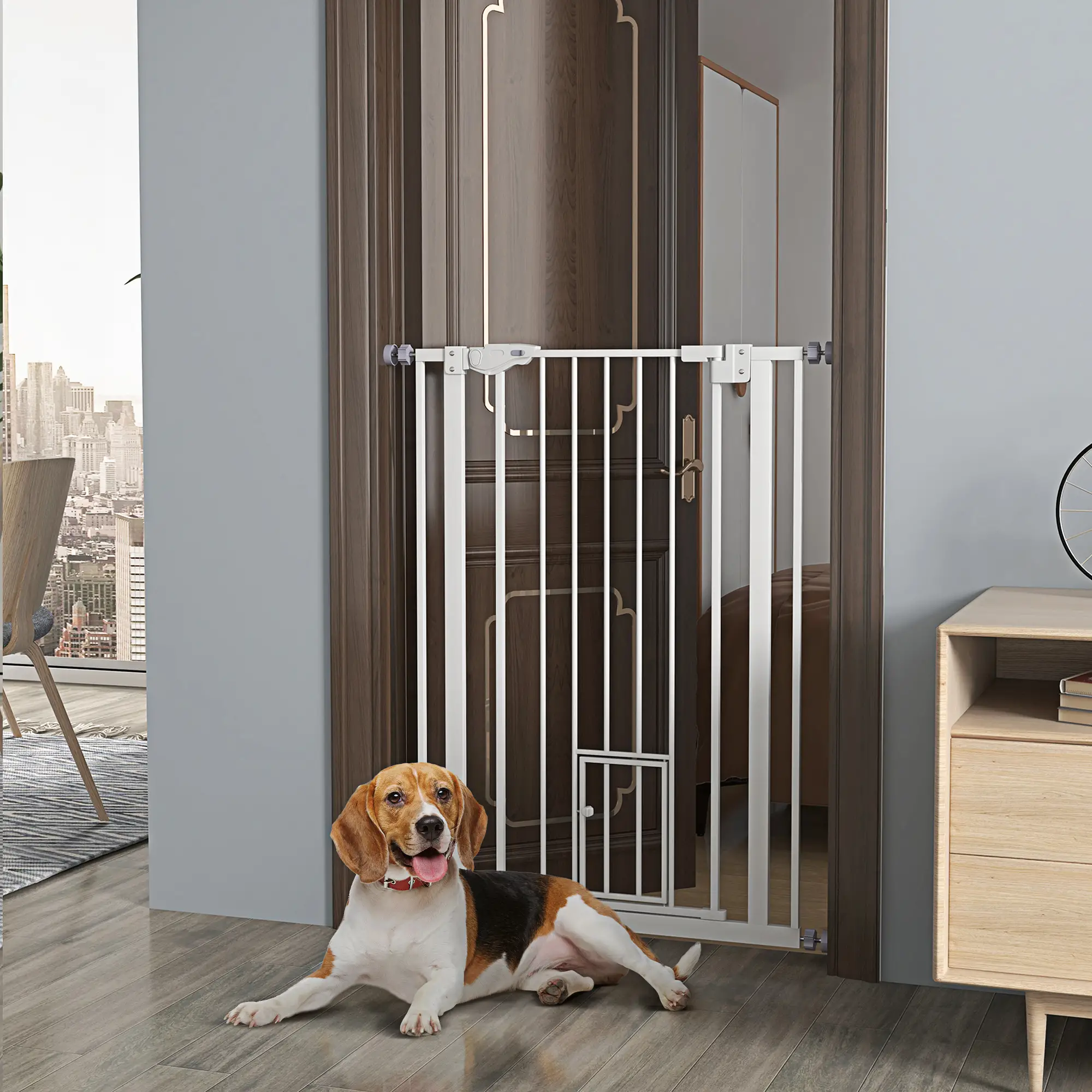 41" Easy Open Indoor Dog Gate, White - Image 8