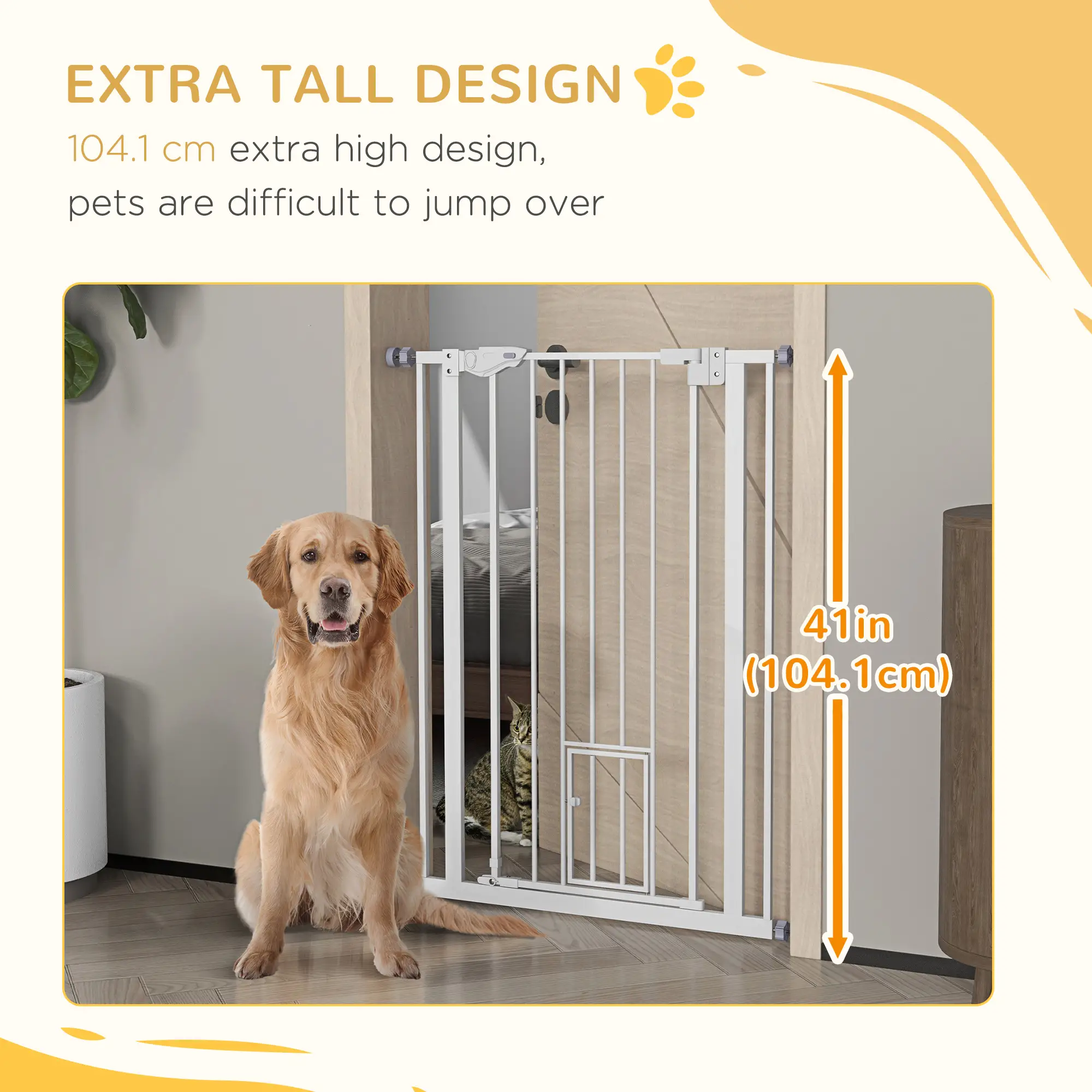 41" Easy Open Indoor Dog Gate, White - Image 9