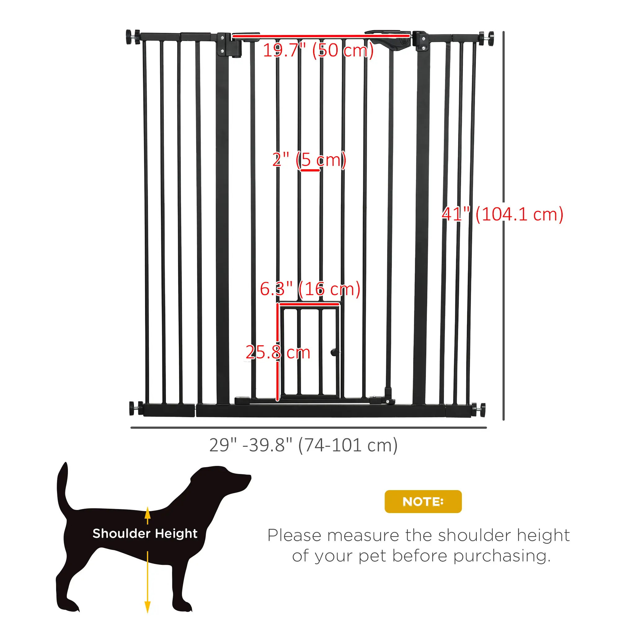 41" Easy Open Indoor Dog Gates for Doorways, House, Stair - Black - Image 3