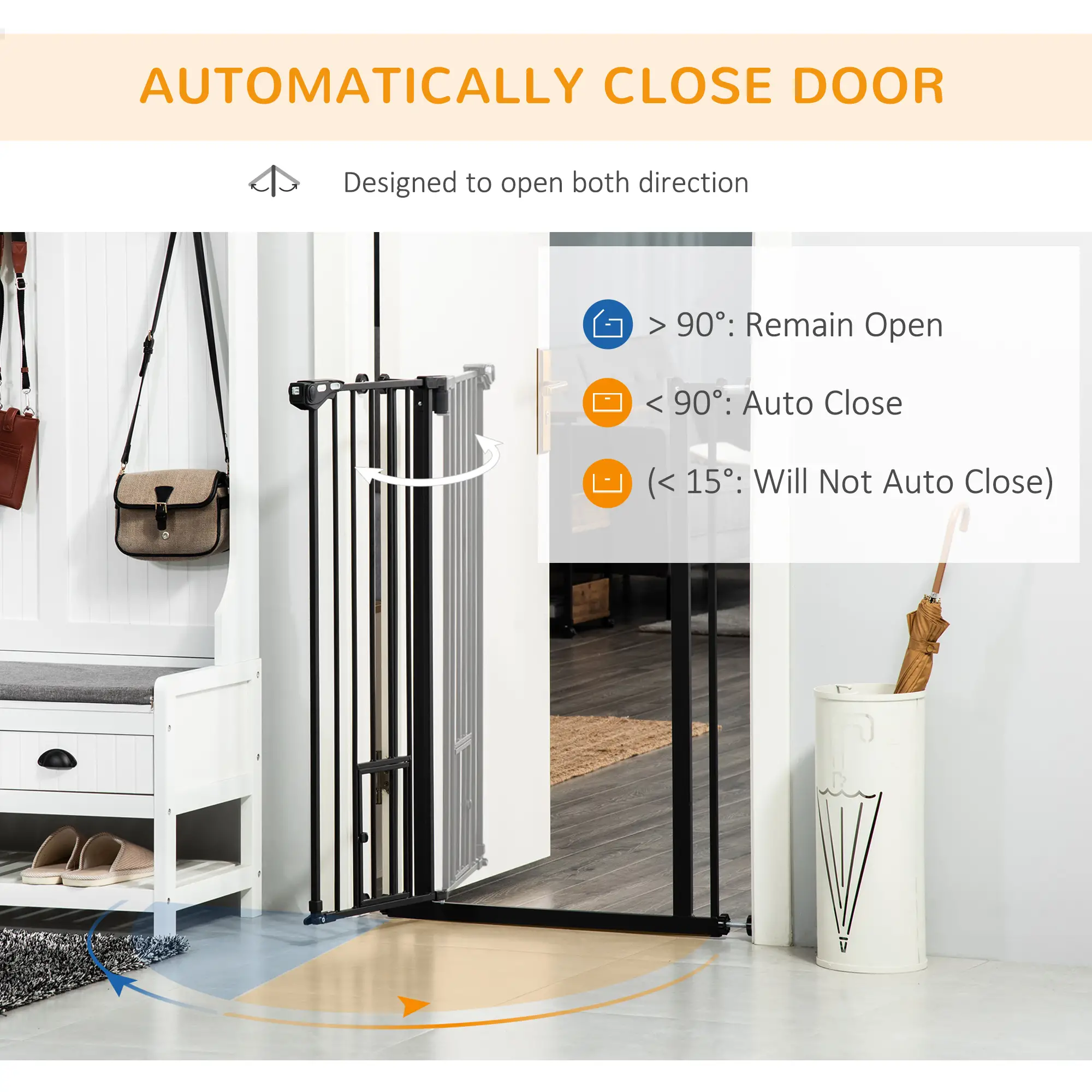 41" Easy Open Indoor Dog Gates for Doorways, House, Stair - Black - Image 5