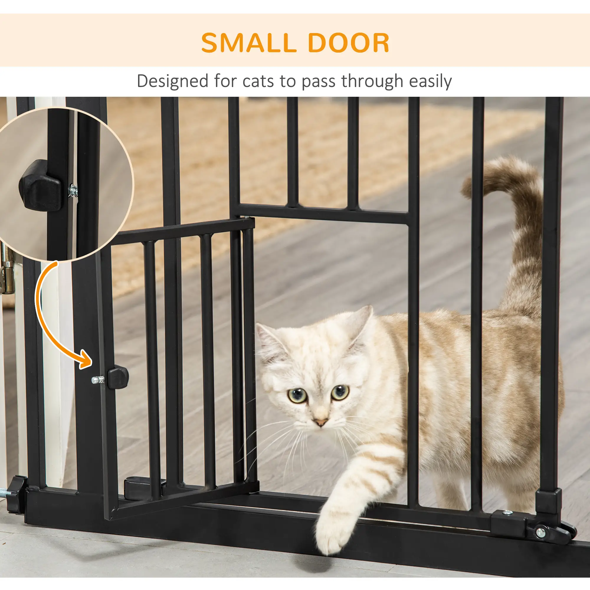 41" Easy Open Indoor Dog Gates for Doorways, House, Stair - Black - Image 7
