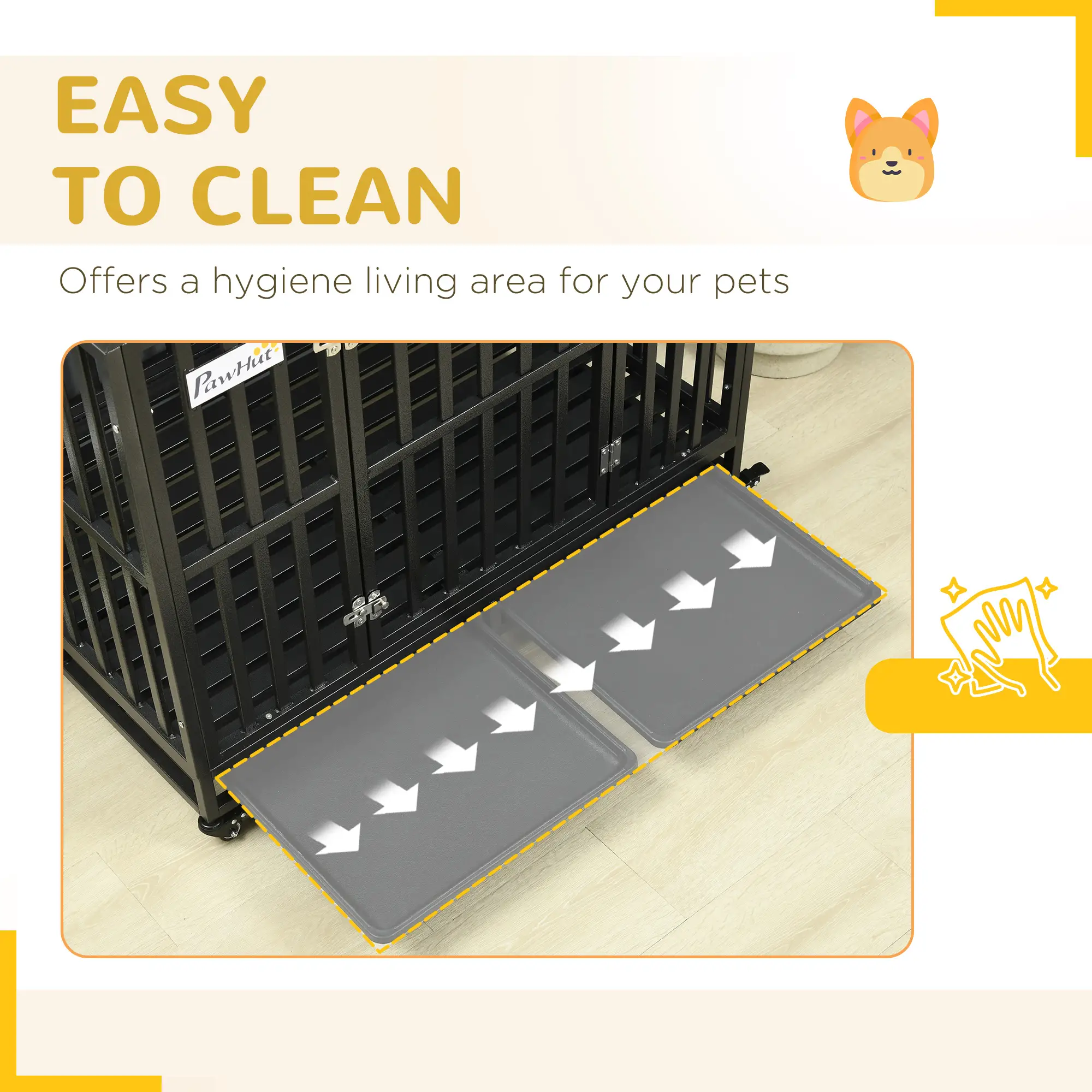 41 Heavy Duty Steel Dog Crate, Pet Cage with Wheels, Black - Image 7