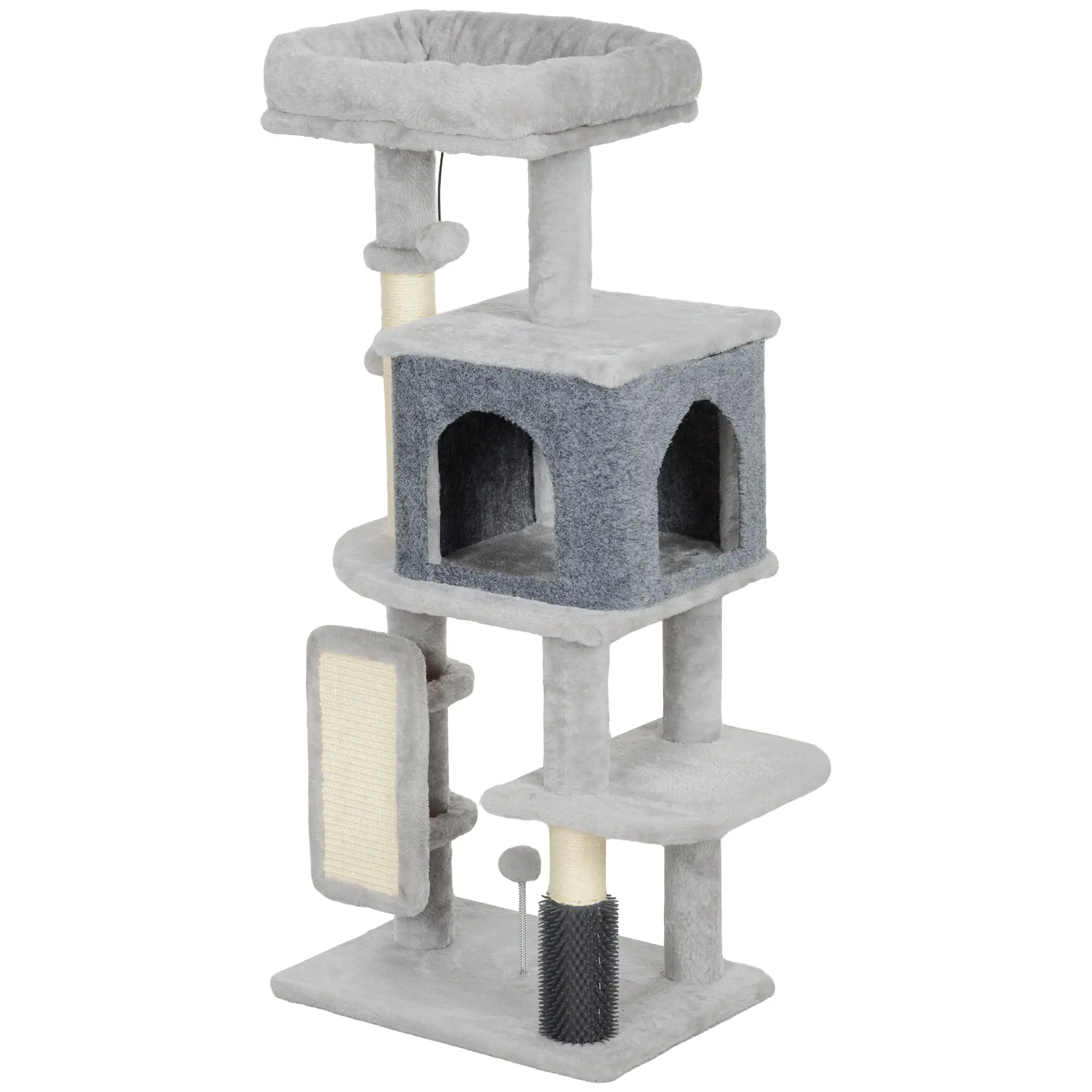 41 Inch Cat Tree, Scratching Posts, Bed, Condo, Grooming Brush