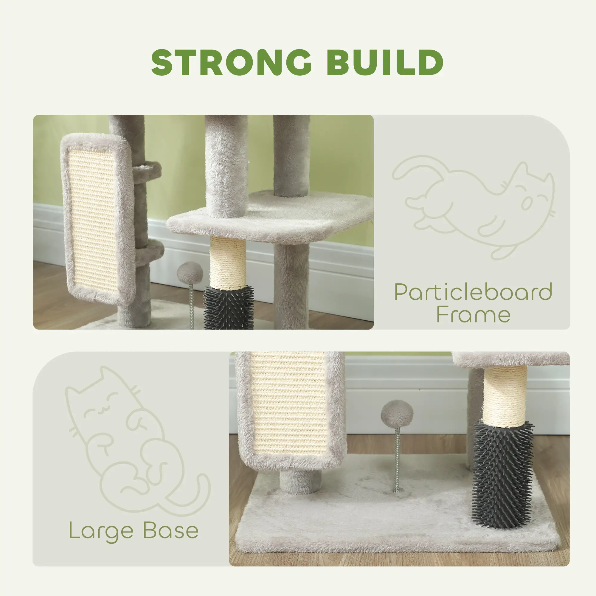 41 Inch Cat Tree, Scratching Posts, Bed, Condo, Grooming Brush - Image 6