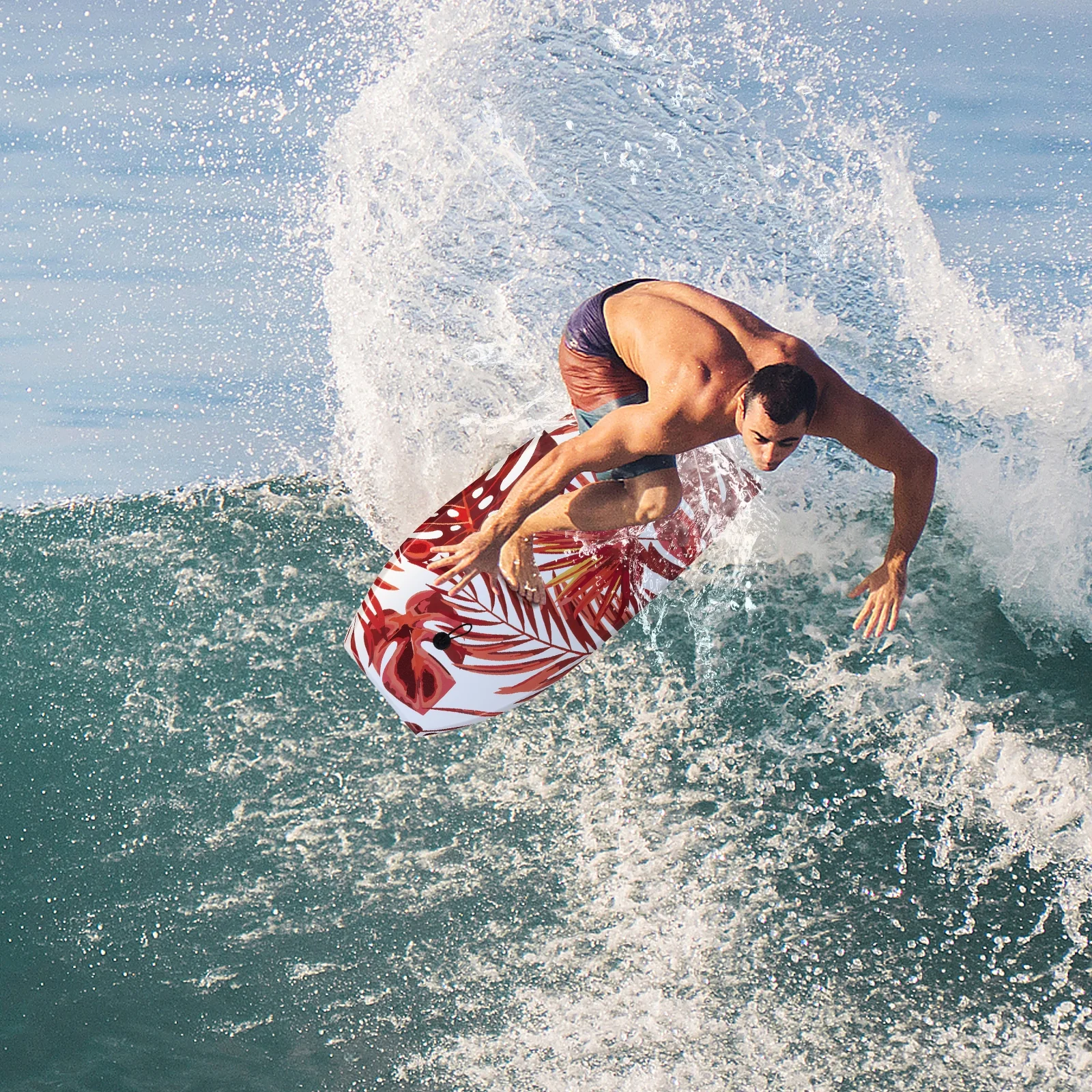 41 Inch Lightweight Surfboard, EPS Core With Fin, Red - Image 2