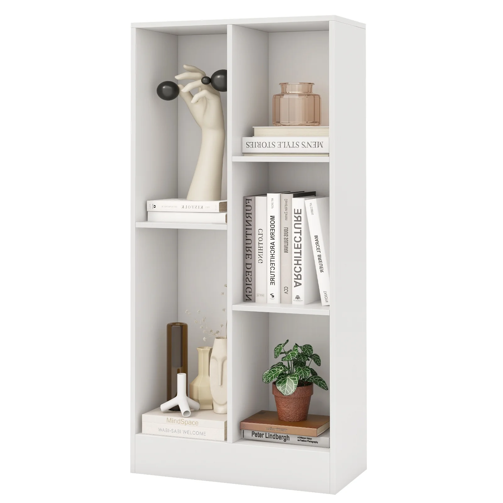 41 Inches 5-Cube Floor Bookcase, With Anti-Tipping Kits, White - Image 5