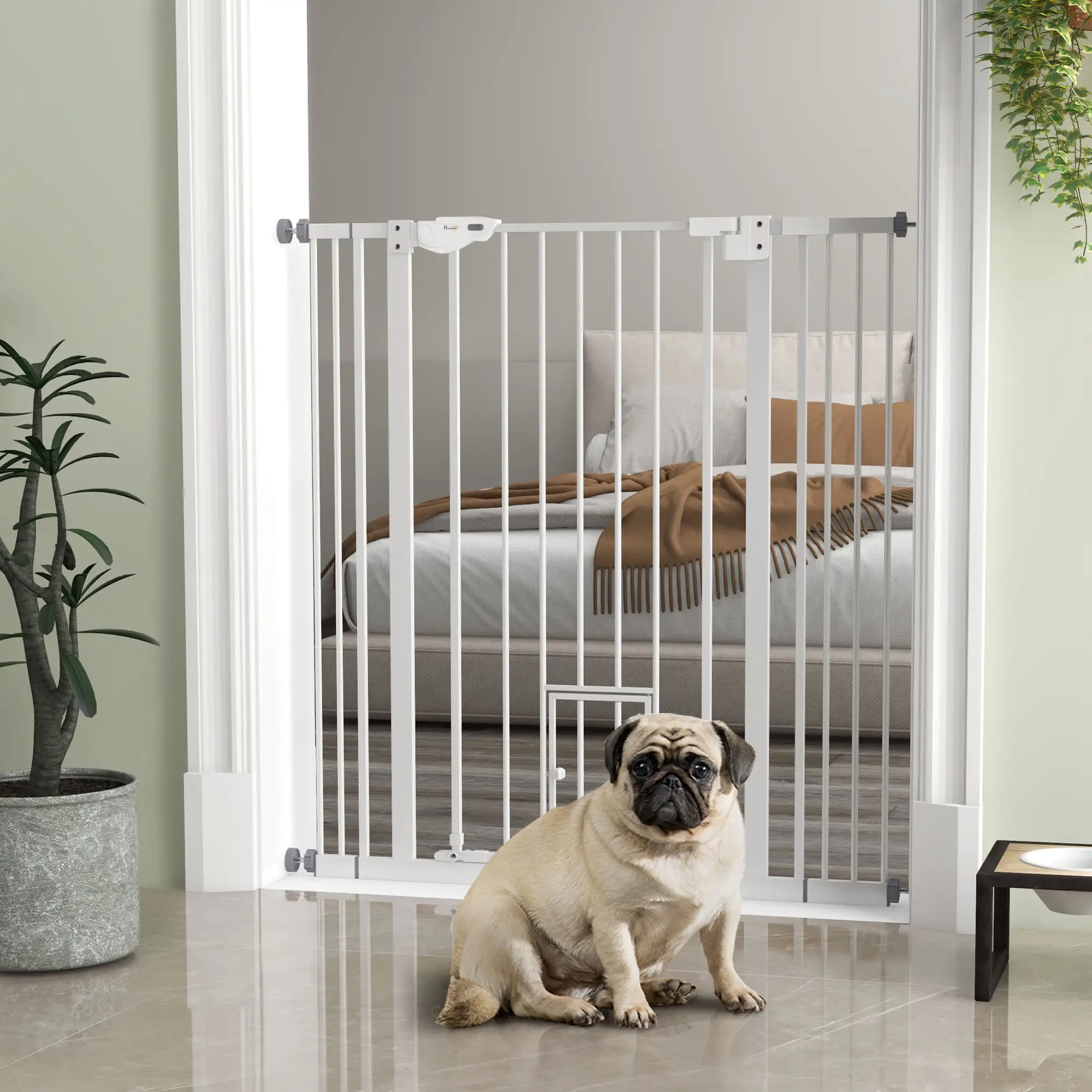 41" Indoor Dog Gate, Easy Open, White - Image 2