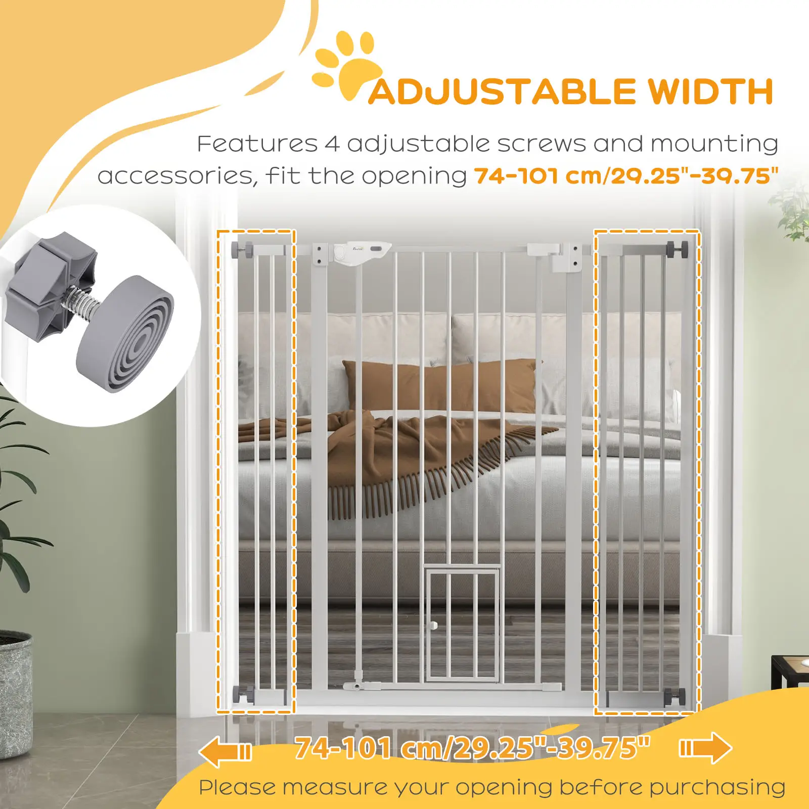 41" Indoor Dog Gate, Easy Open, White - Image 6