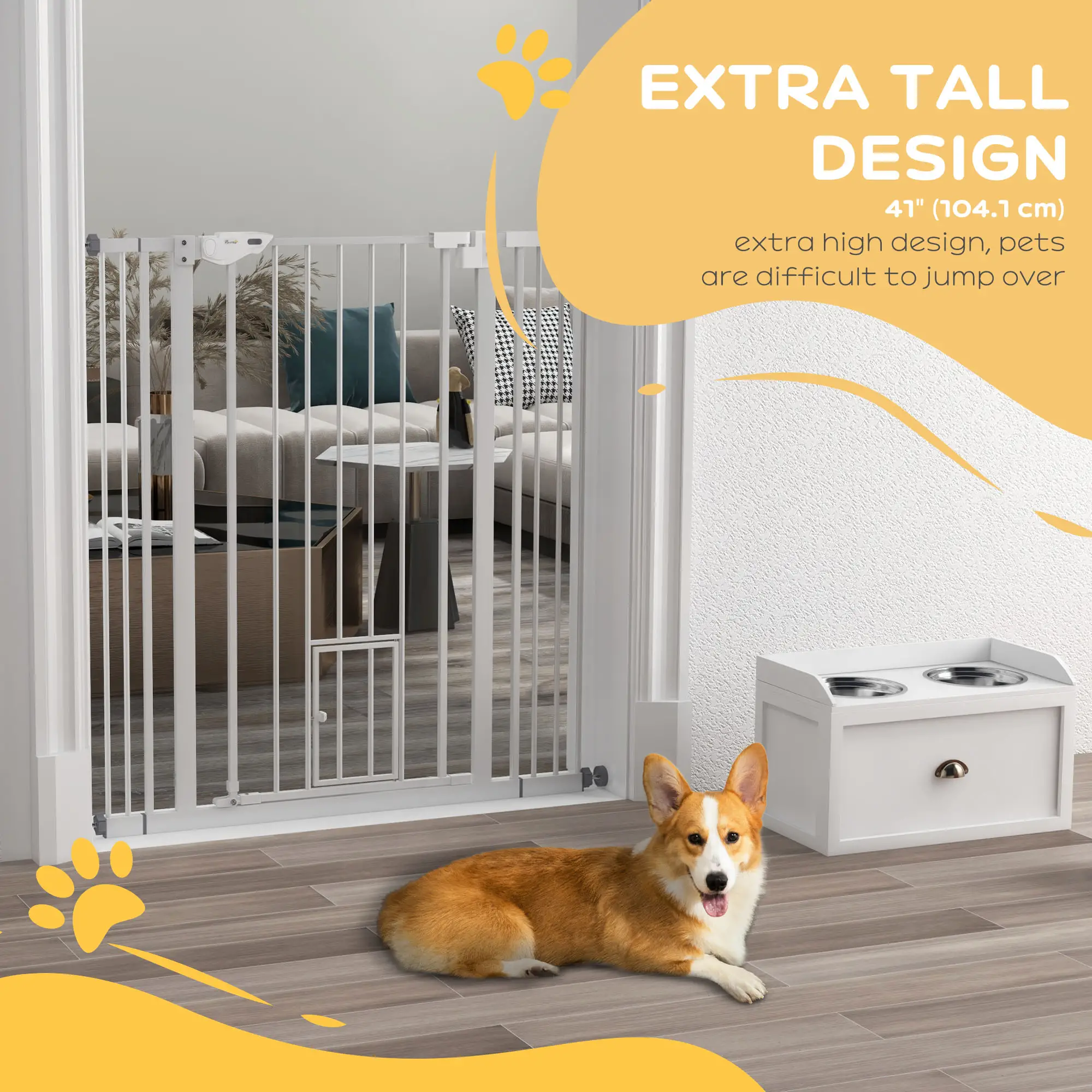 41" Indoor Dog Gate, Easy Open, White - Image 9