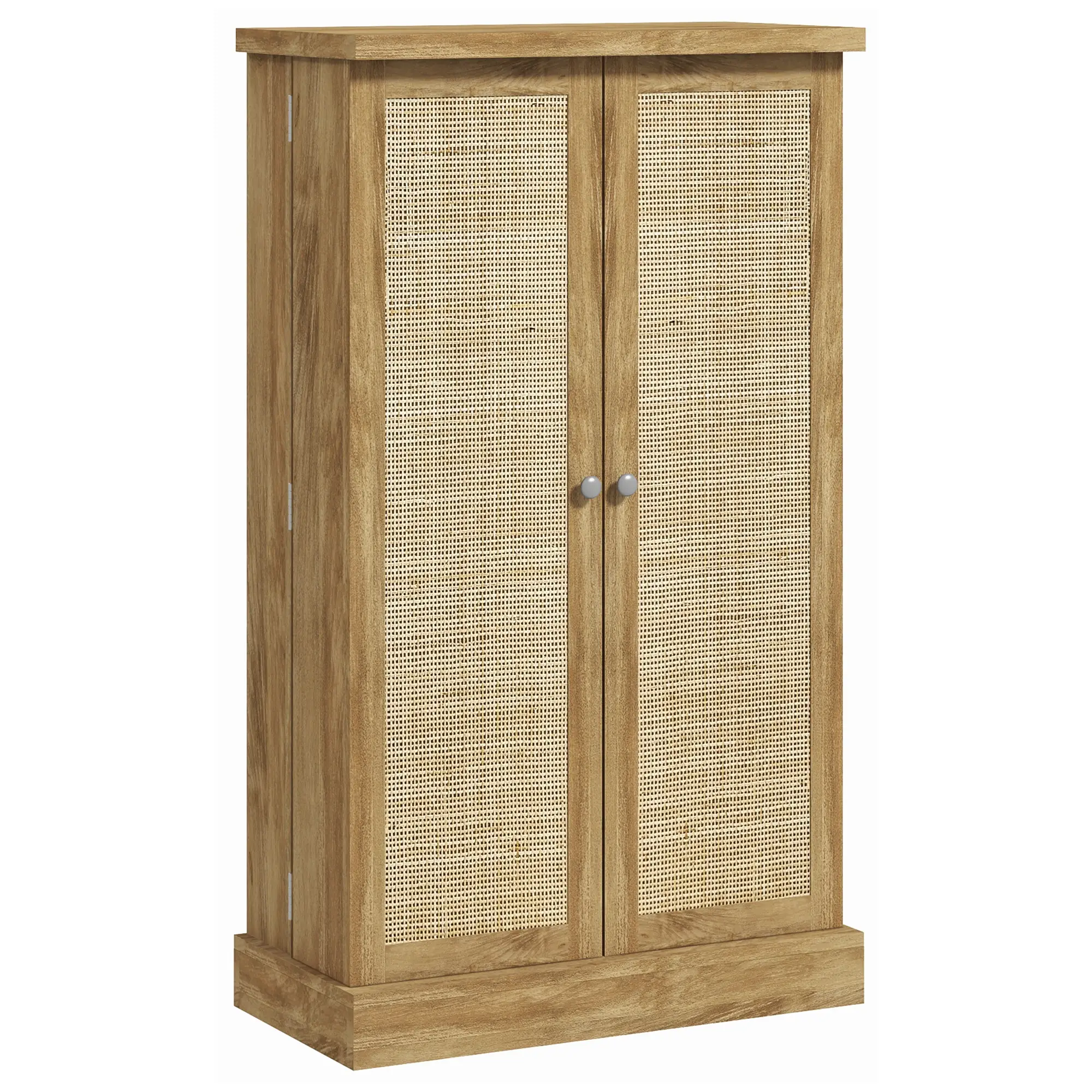 41" Rattan Kitchen Storage Cabinet, 5-Tier Shelf, 12 Spice Racks, Adjustable Shelves, Natural