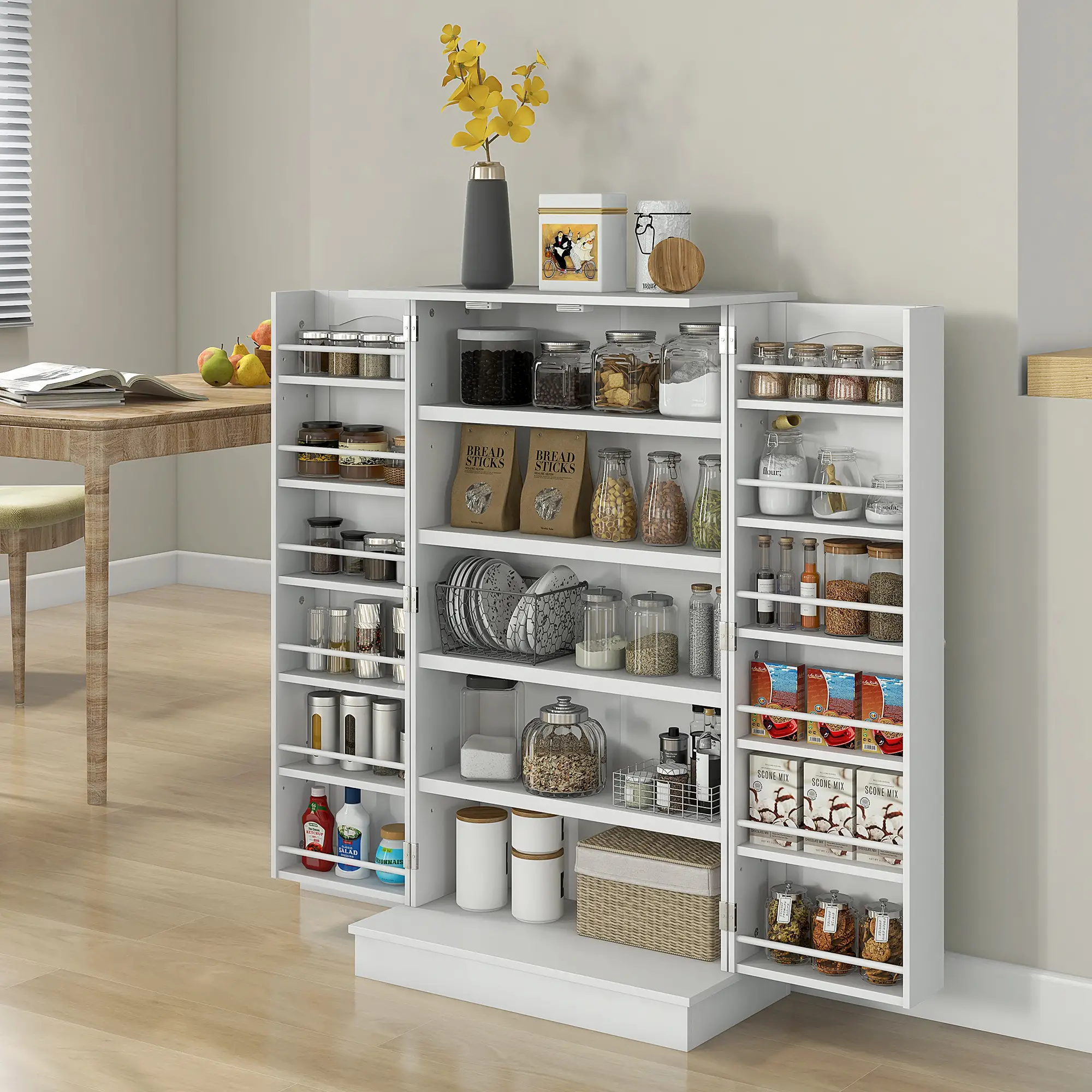 41" Storage Cabinet, 2-Door Kitchen Pantry, 5-Tier Shelving, 12 Spice Racks - Image 12