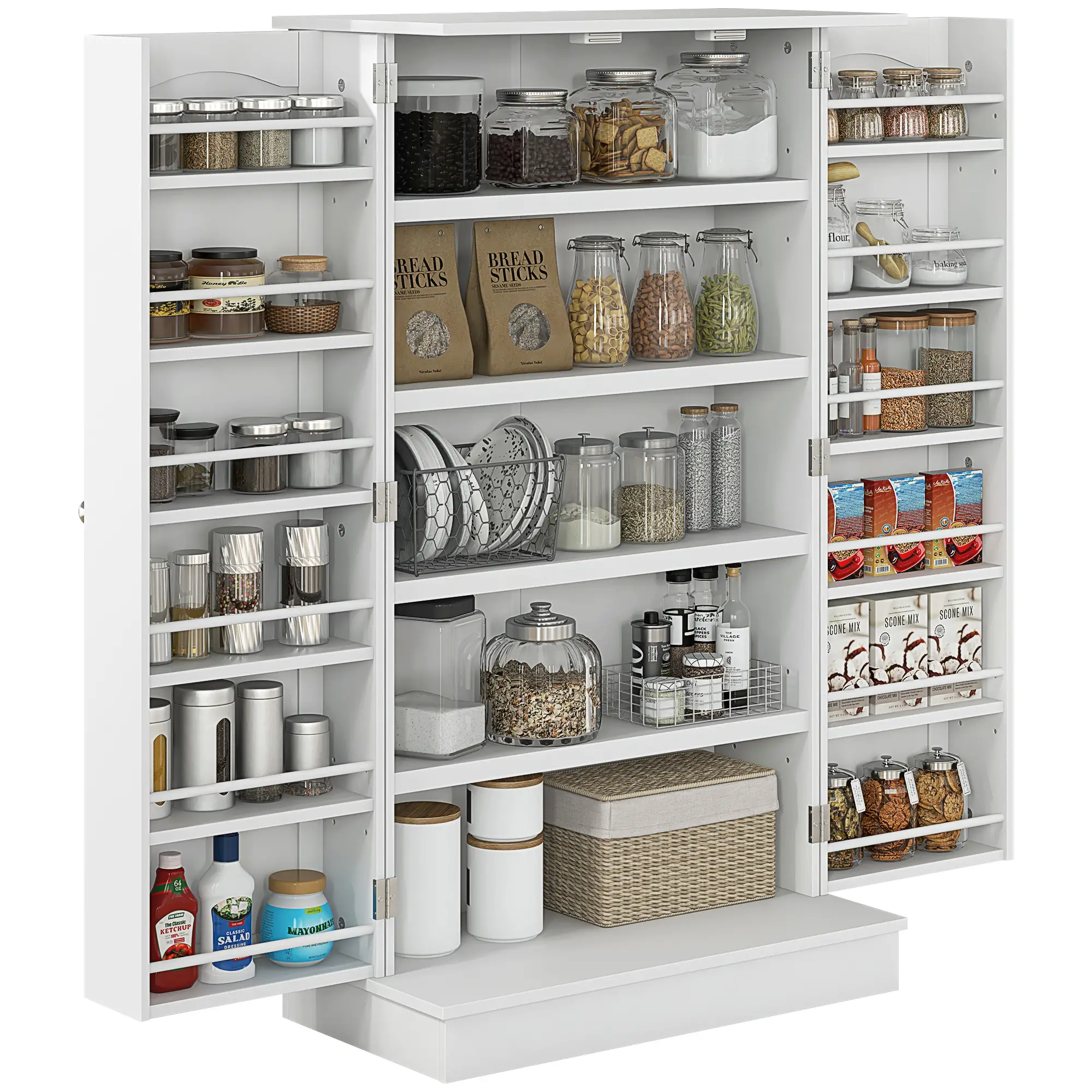41" Storage Cabinet, 2-Door Kitchen Pantry, 5-Tier Shelving, 12 Spice Racks - Image 3