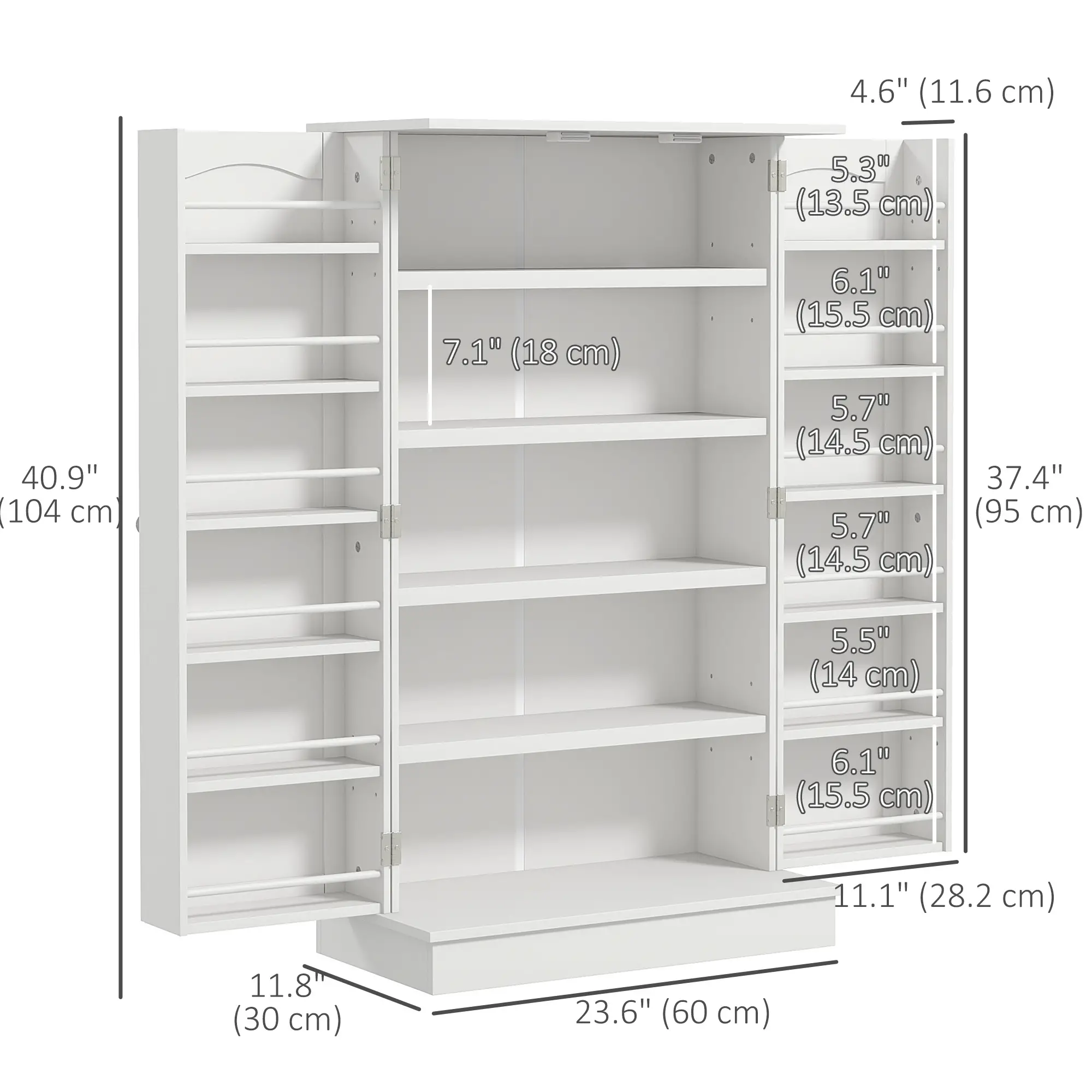 41" Storage Cabinet, 2-Door Kitchen Pantry, 5-Tier Shelving, 12 Spice Racks - Image 4