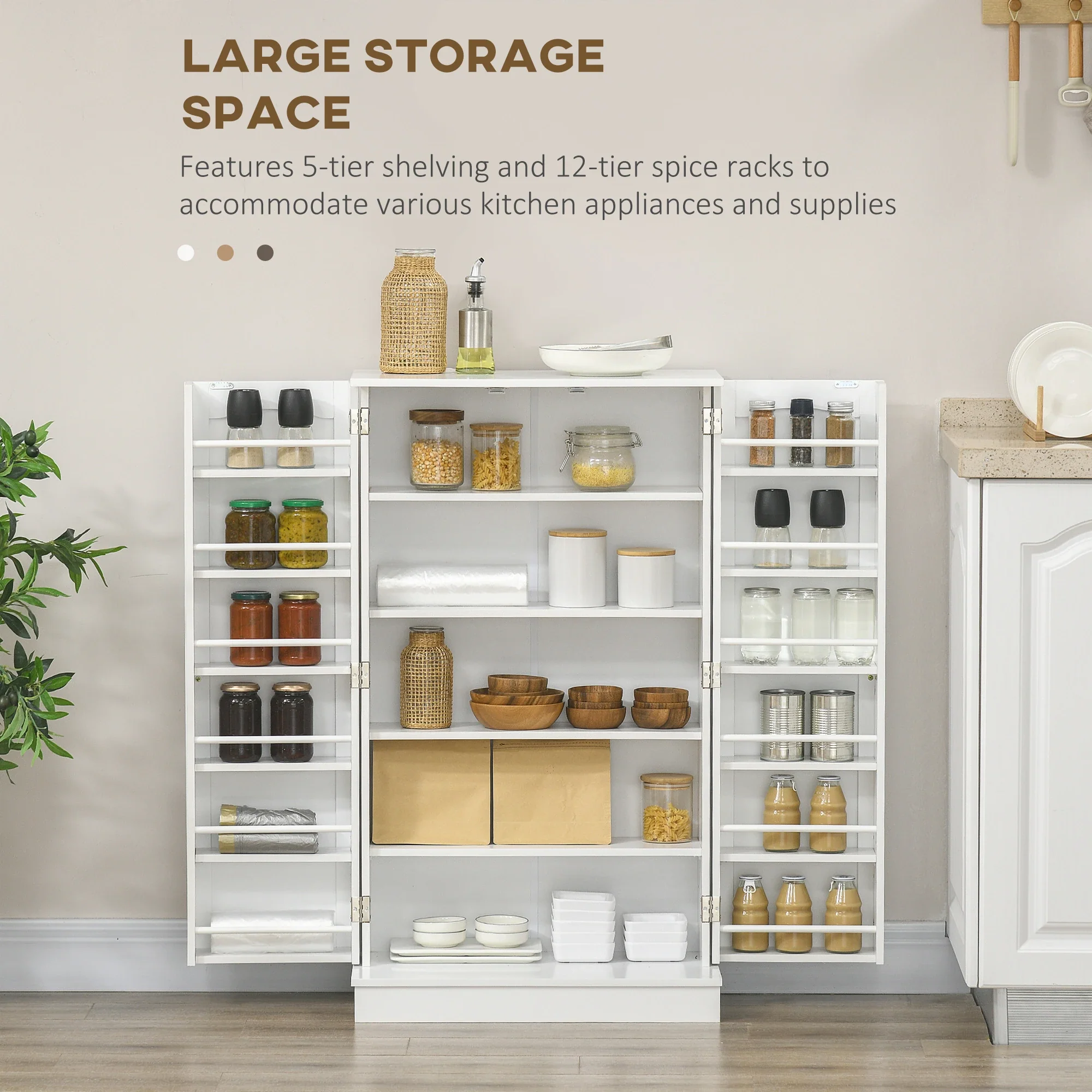 41" Storage Cabinet, 2-Door Kitchen Pantry, 5-Tier Shelving, 12 Spice Racks - Image 6