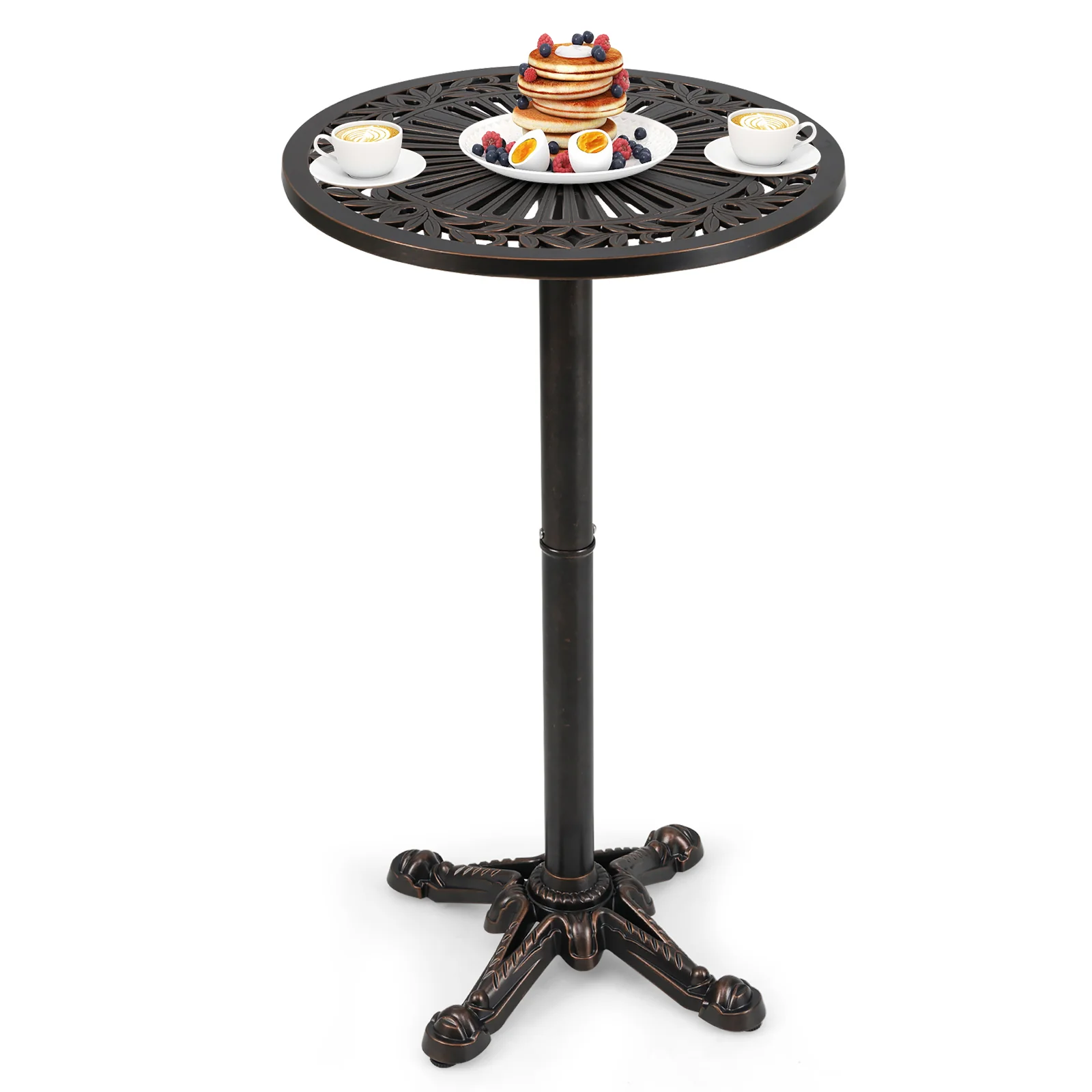 41.5 Inch Patio Round Bar Table Cast Aluminum Bistro Table for Garden, Bronze - Image 4