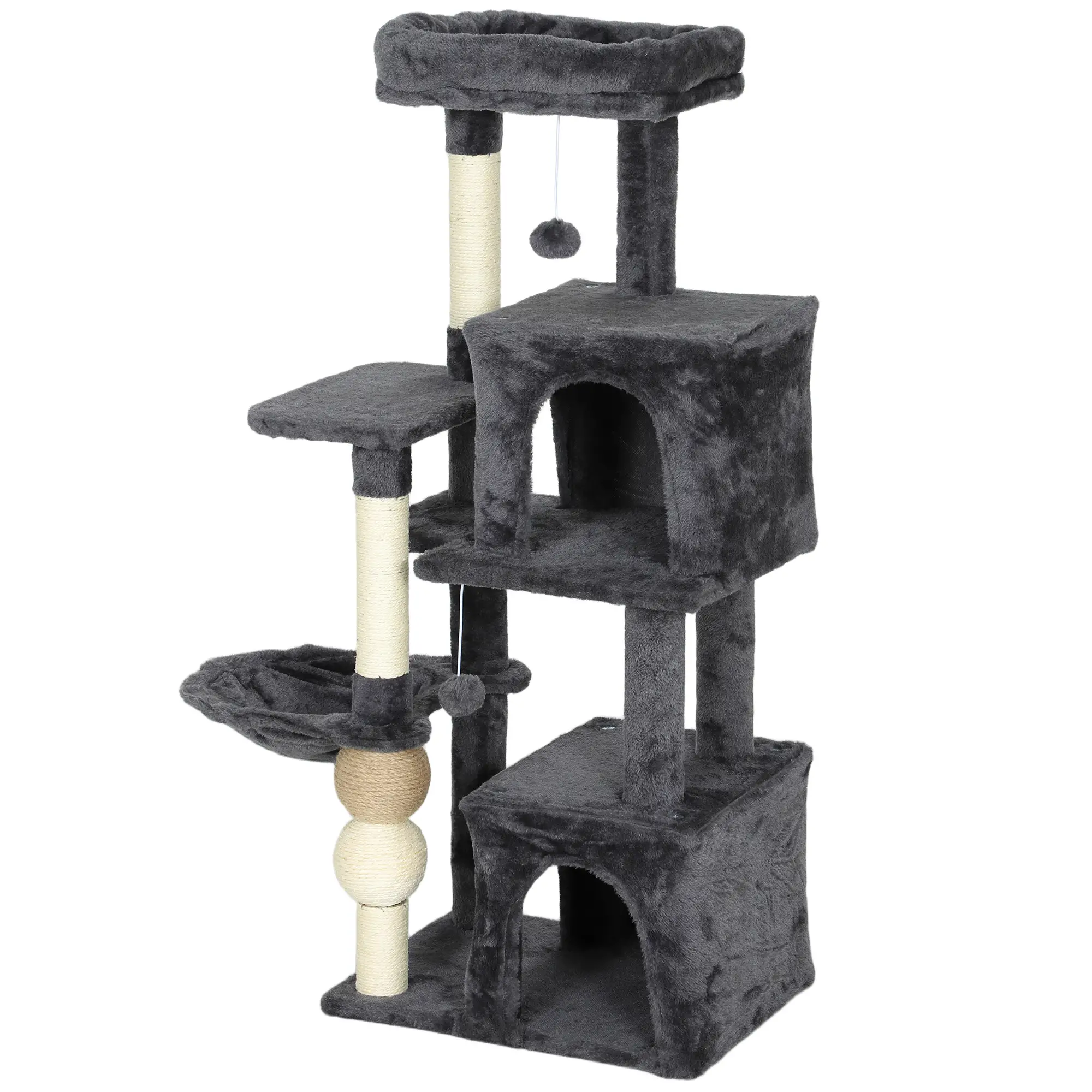 42" Cat Tree, Multi-Level with Perch, Hammock, Condos, Scratching Posts