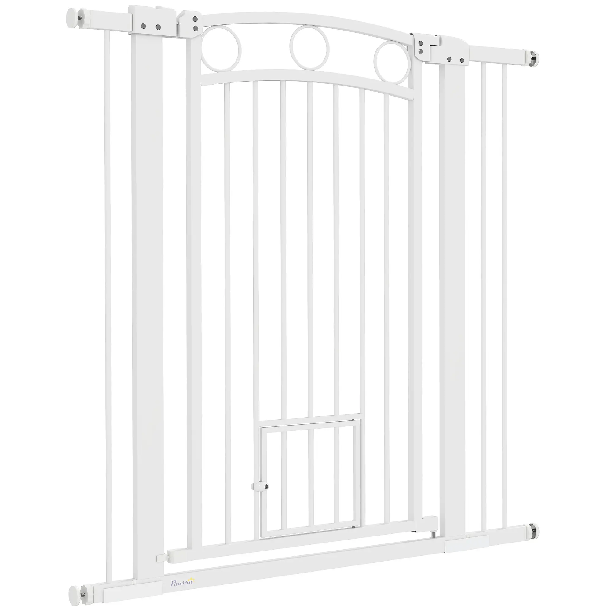42" Extra Tall Dog Gate With Cat Door, 2 Extension Kits, 30"-41" Width
