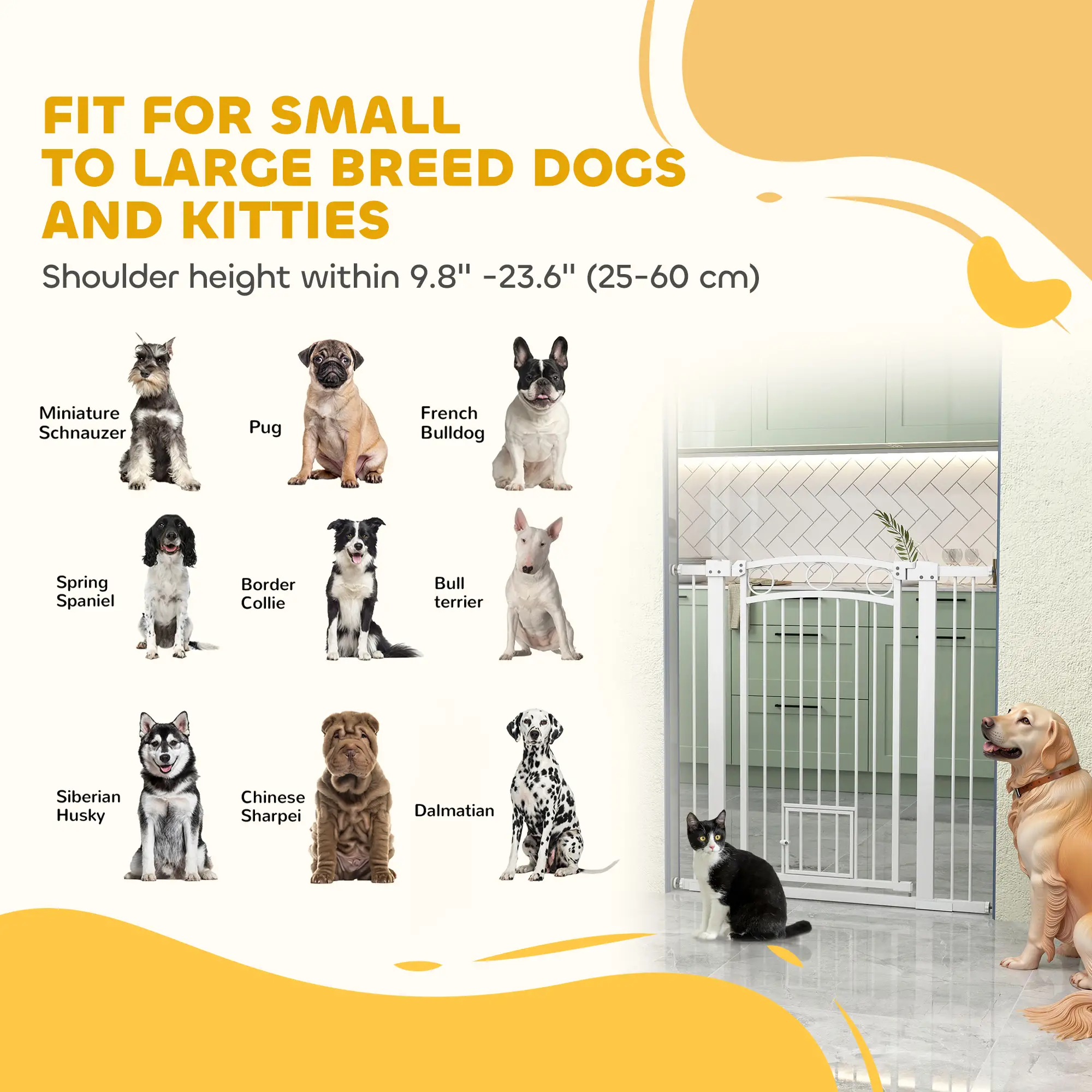 42" Extra Tall Dog Gate With Cat Door, 2 Extension Kits, 30"-41" Width - Image 10