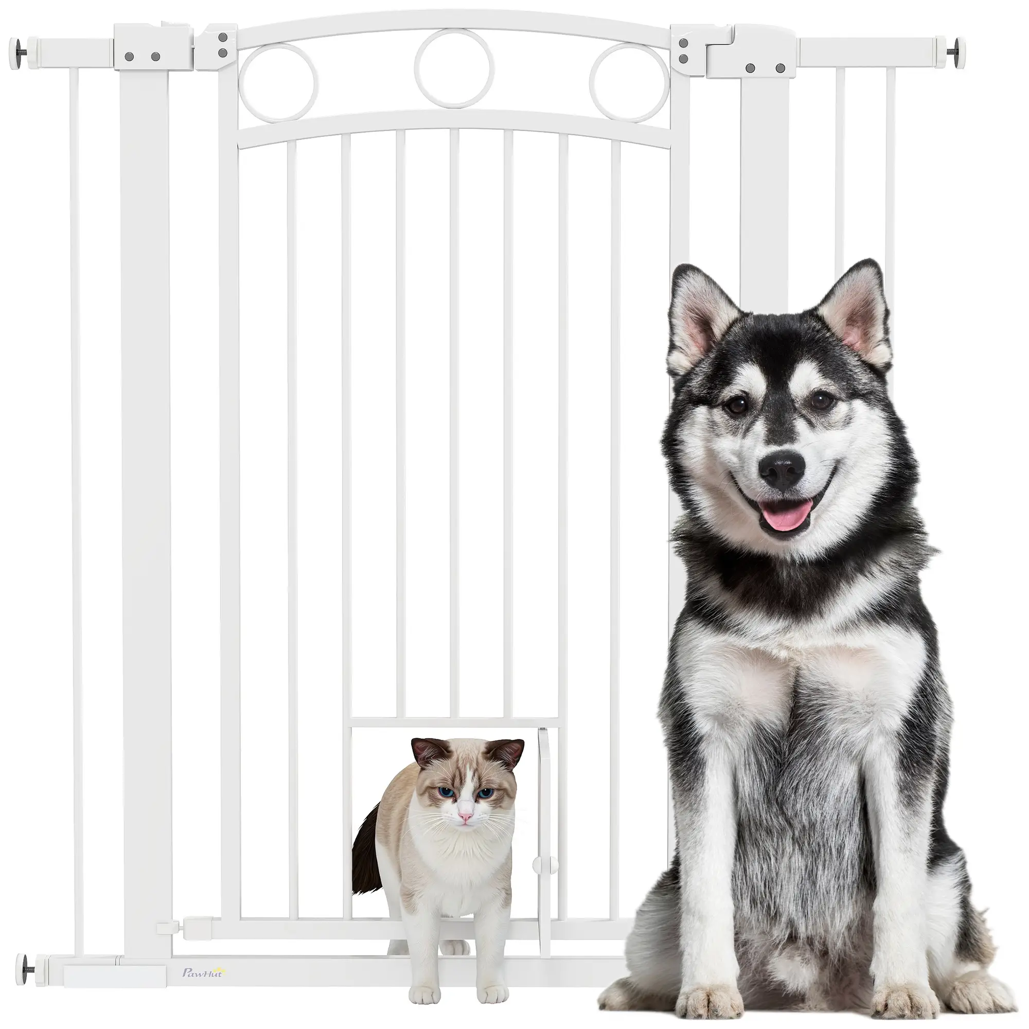 42" Extra Tall Dog Gate With Cat Door, 2 Extension Kits, 30"-41" Width - Image 11
