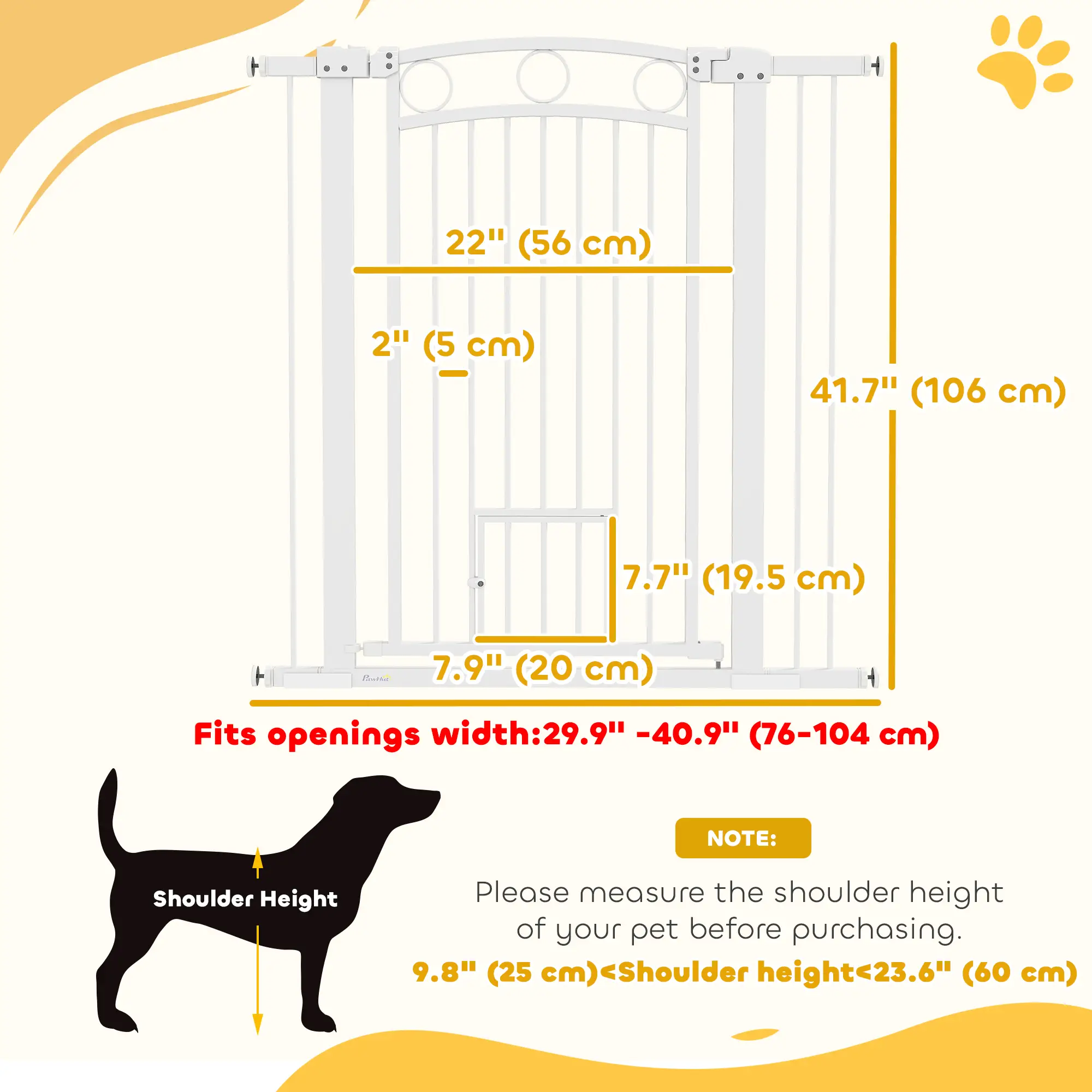 42" Extra Tall Dog Gate With Cat Door, 2 Extension Kits, 30"-41" Width - Image 3