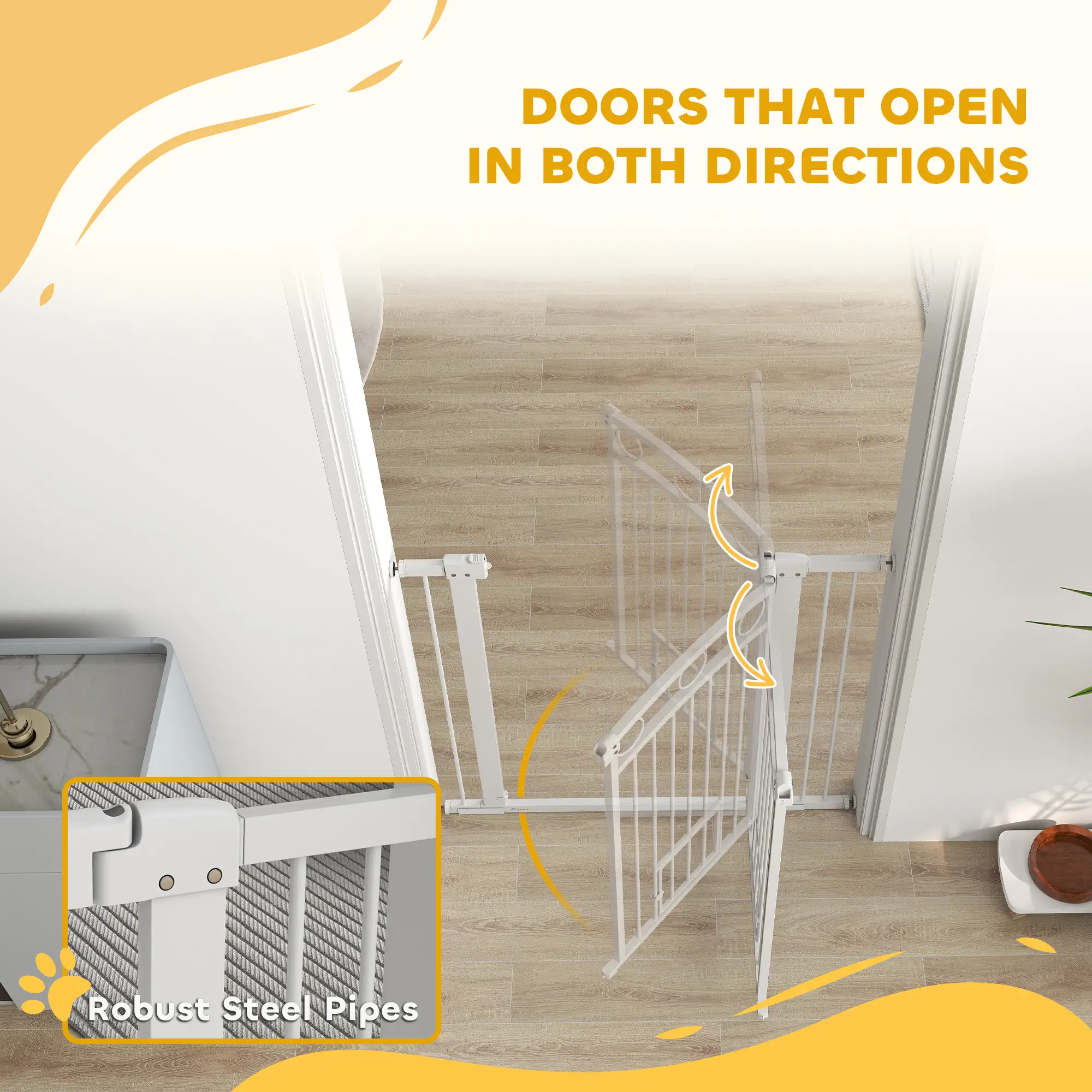 42" Extra Tall Dog Gate With Cat Door, 2 Extension Kits, 30"-41" Width - Image 7