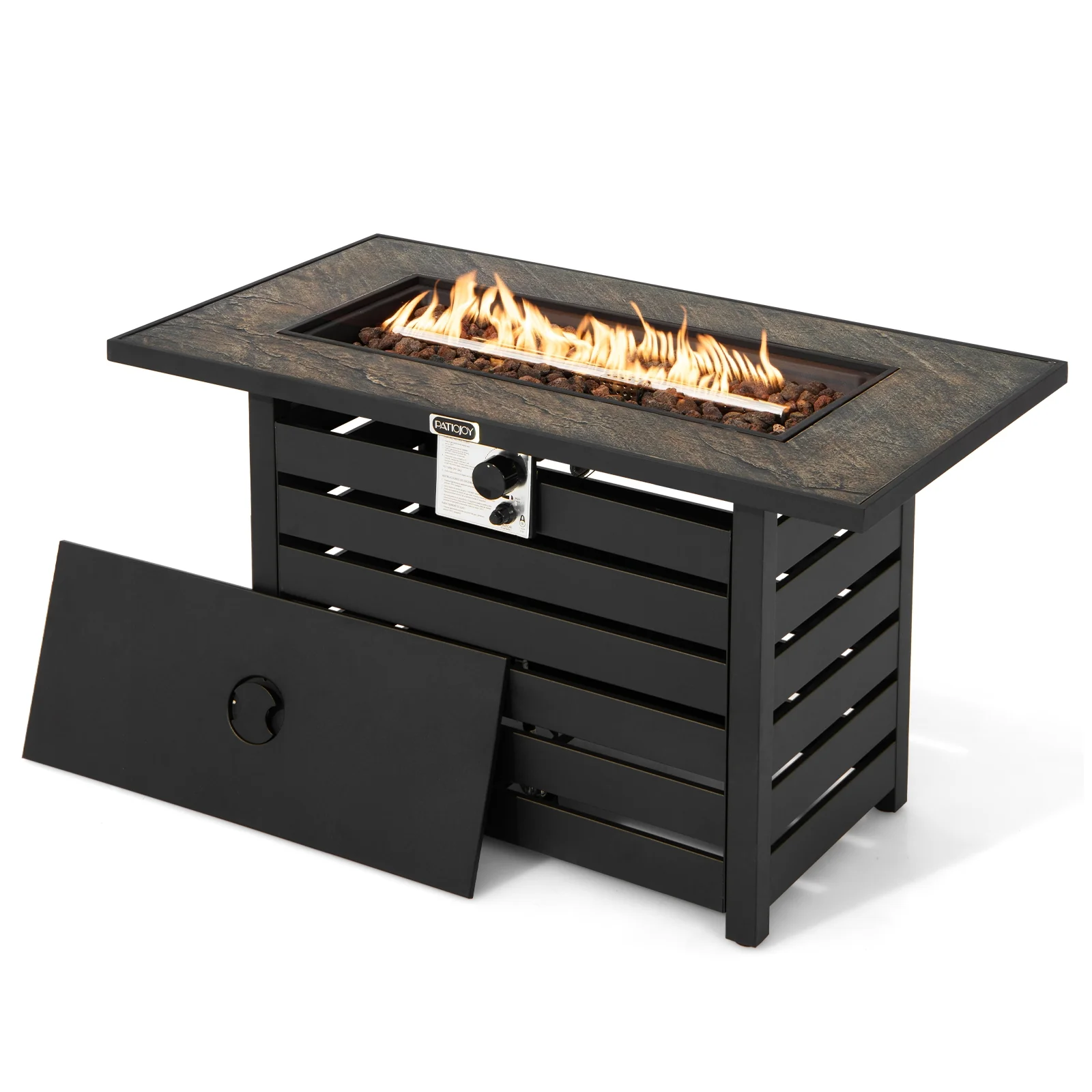 42 Inch 50000 BTU Propane Fire Pit Table, Ore Powder Surface, Black - Image 5
